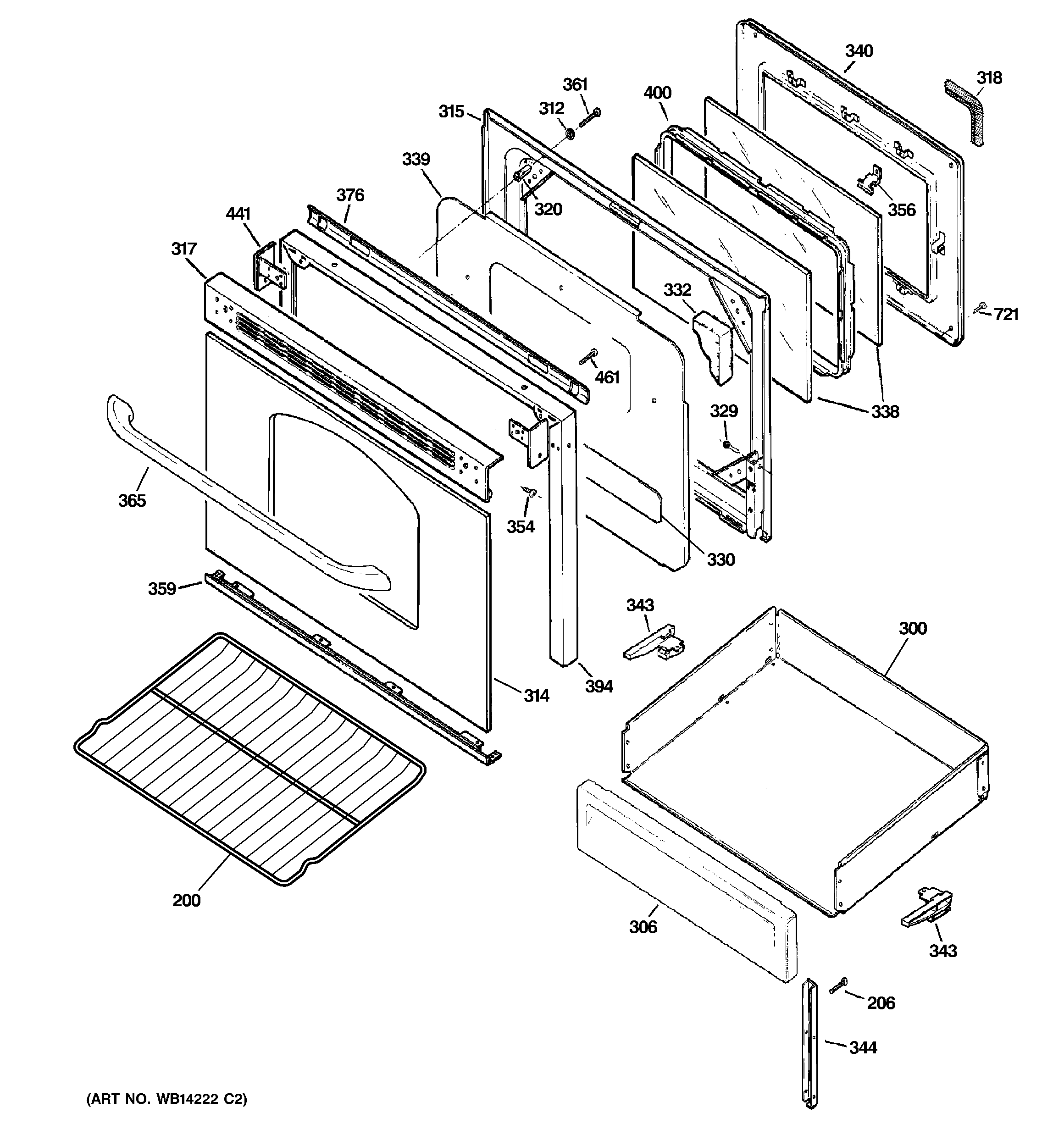 GE JGBP29DEM3WW door & drawer parts diagram
