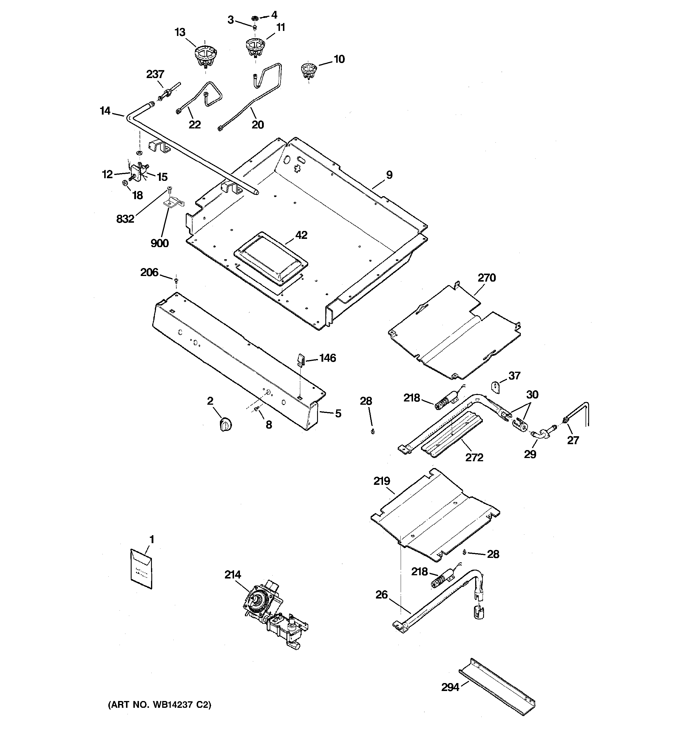 GE JGBP32DEM3WW gas & burner parts diagram
