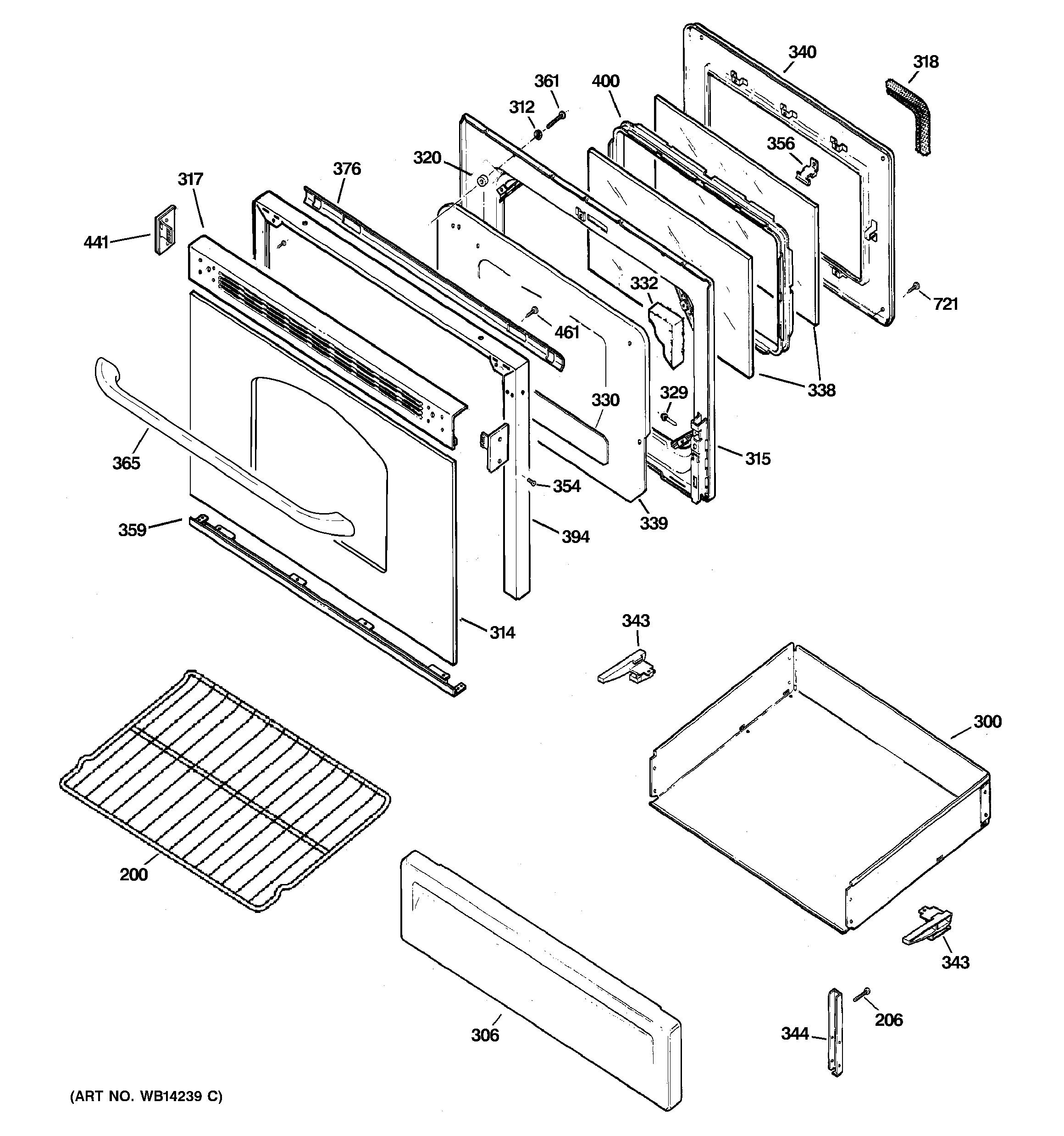 GE JGBP32DEM3WW door & drawer parts diagram