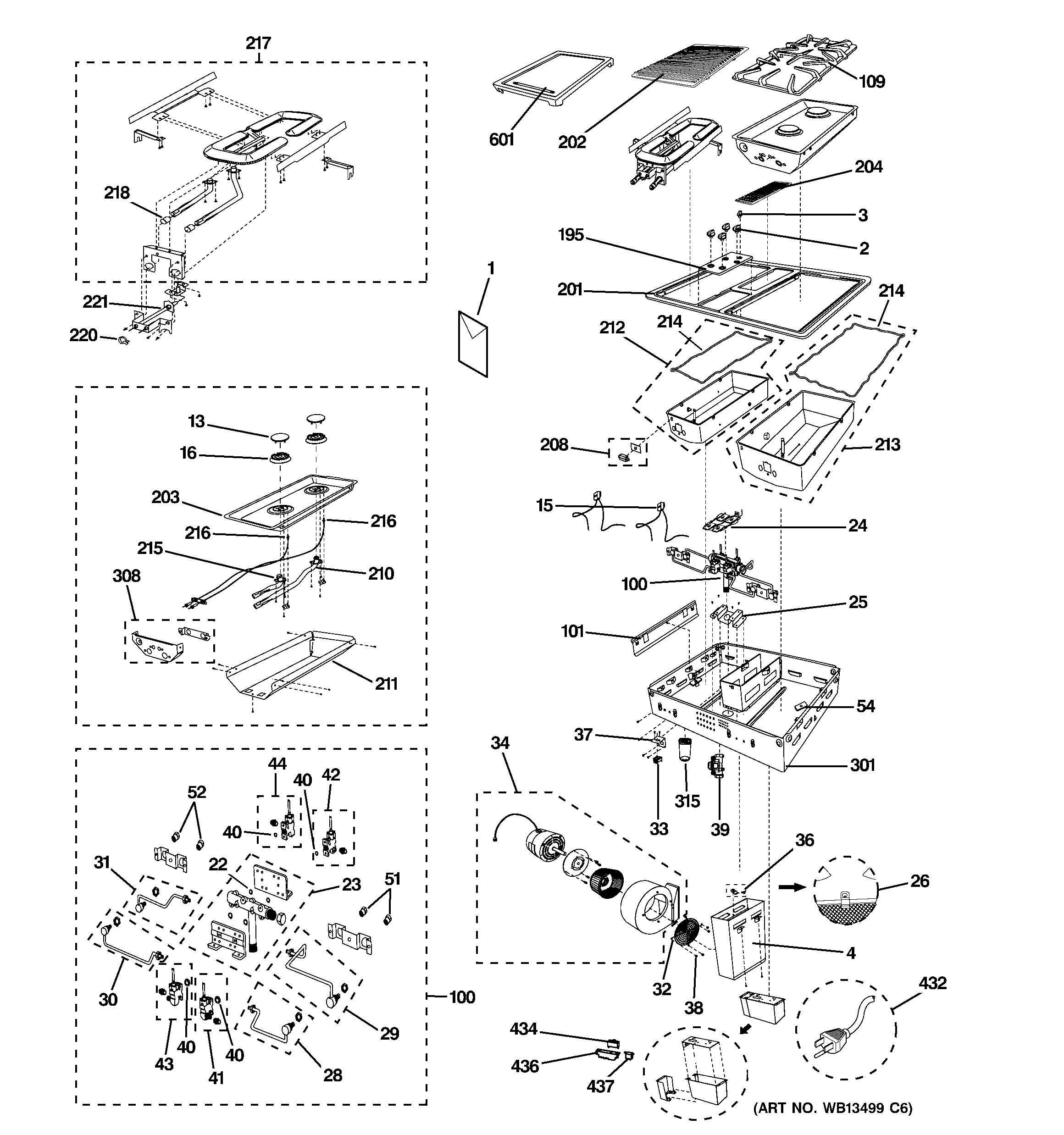 GE PGP990SEN1SS control panel & cooktop diagram