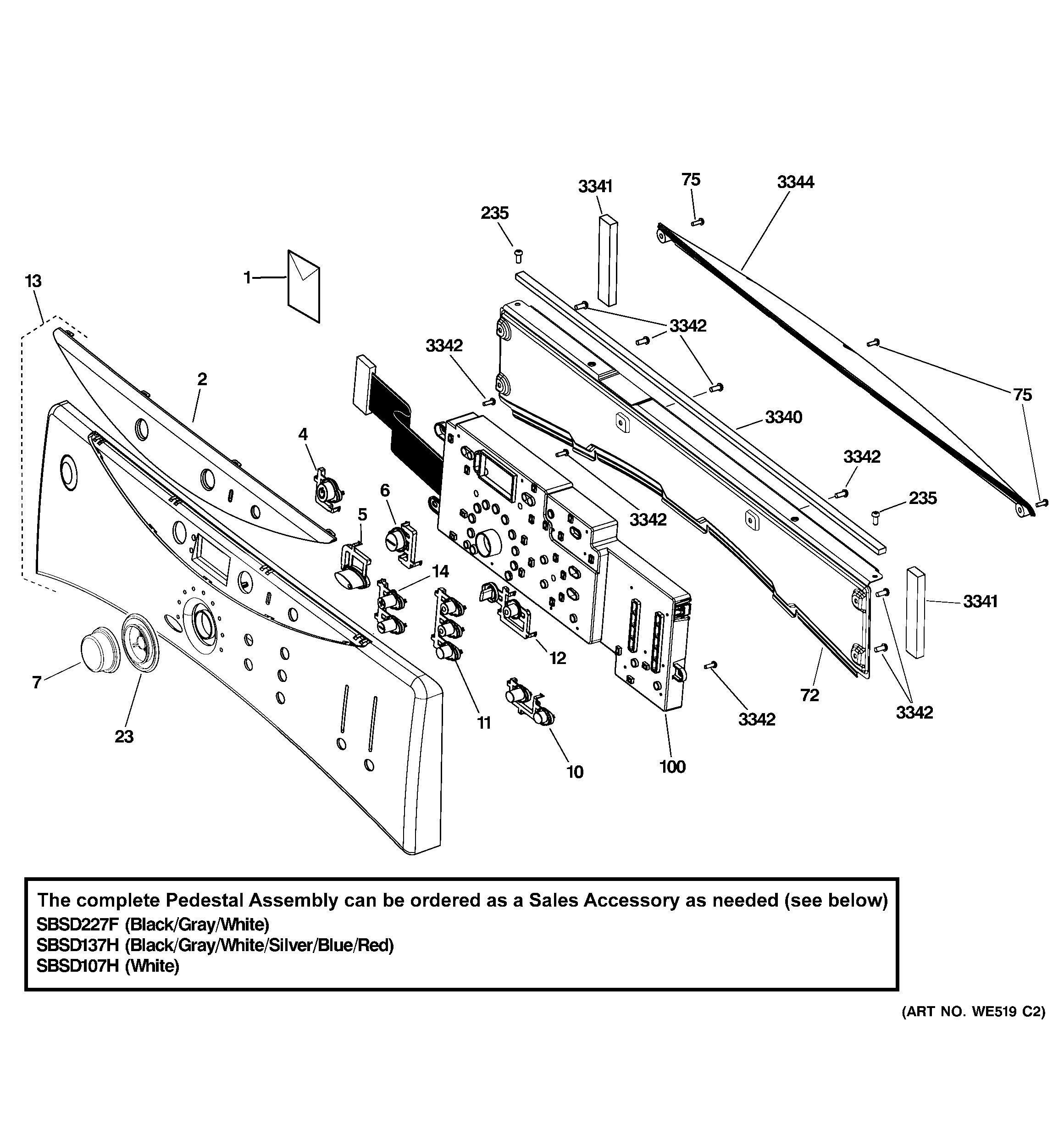 GE DHDVH68GJ1MS controls & backsplash diagram