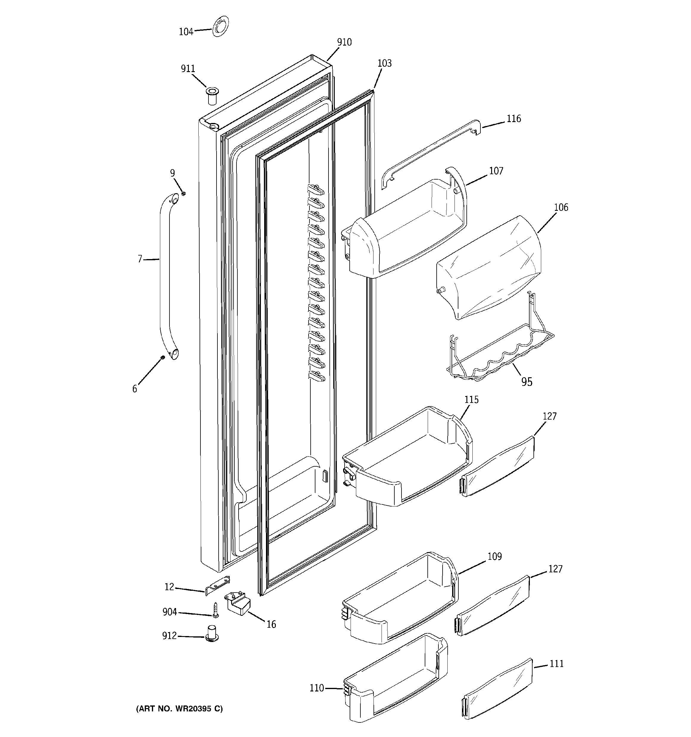 GE GSCS3PGXBFSS fresh food door diagram