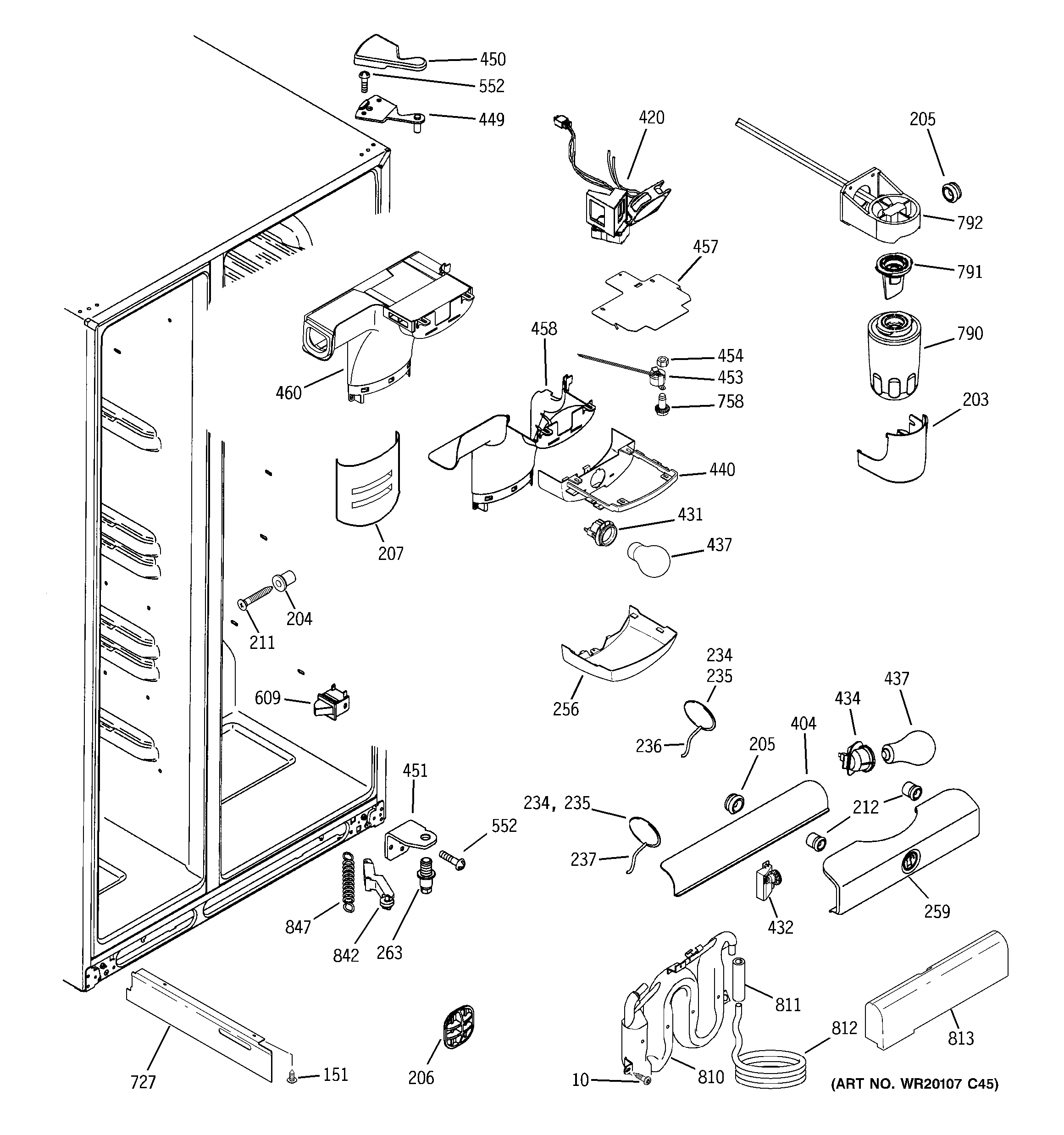 GE GSS23WGTJBB fresh food section diagram