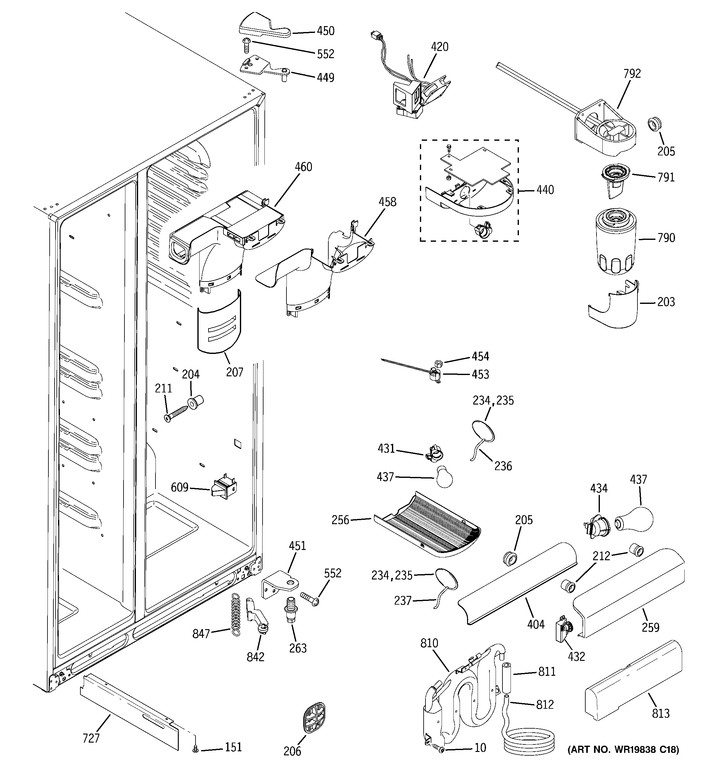 GE GSS23WSTJSS fresh food section diagram
