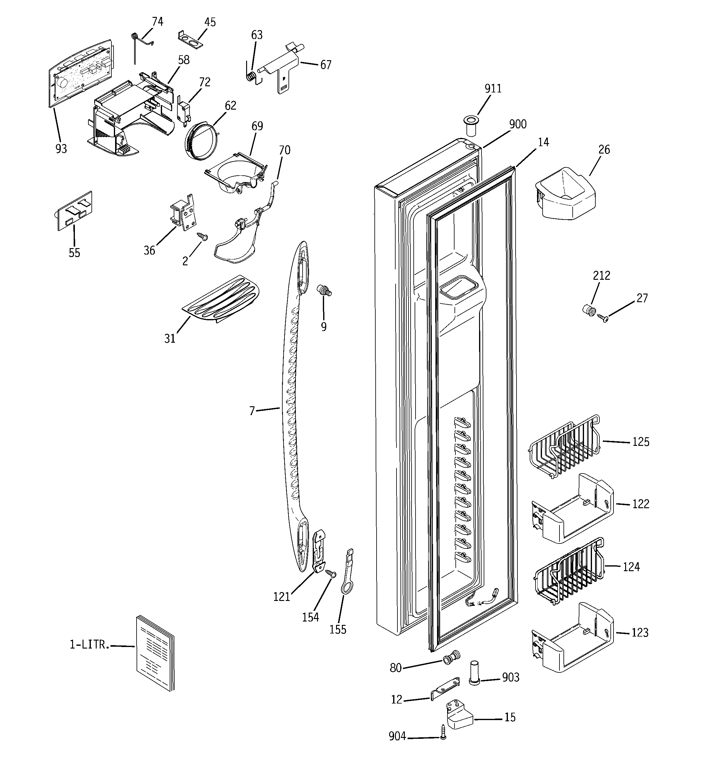 GE PSDF3YGXCFWW freezer door diagram