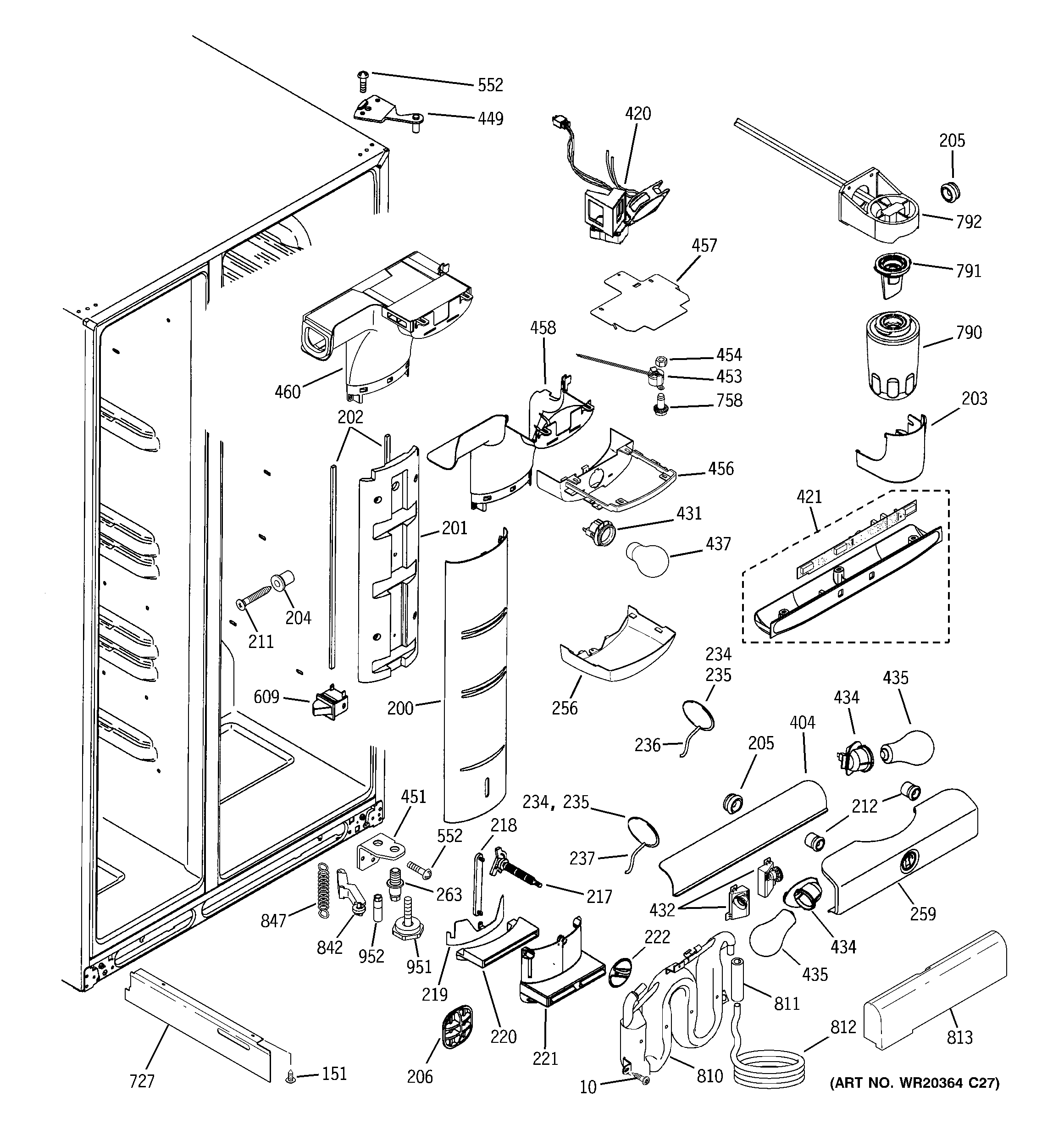 GE PSE25SGTICSS fresh food section diagram