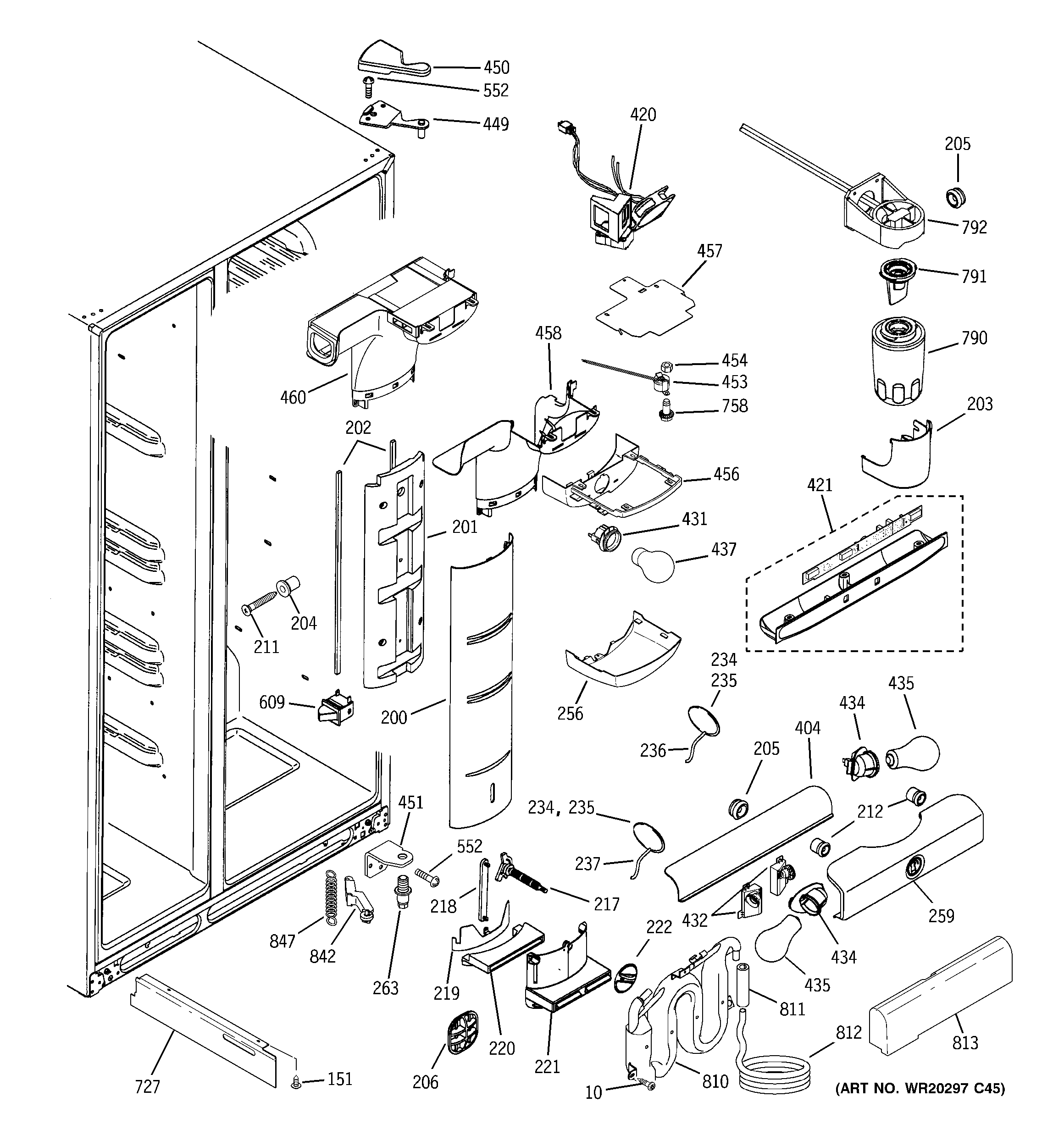 GE PSE27NHWHCSS fresh food section diagram