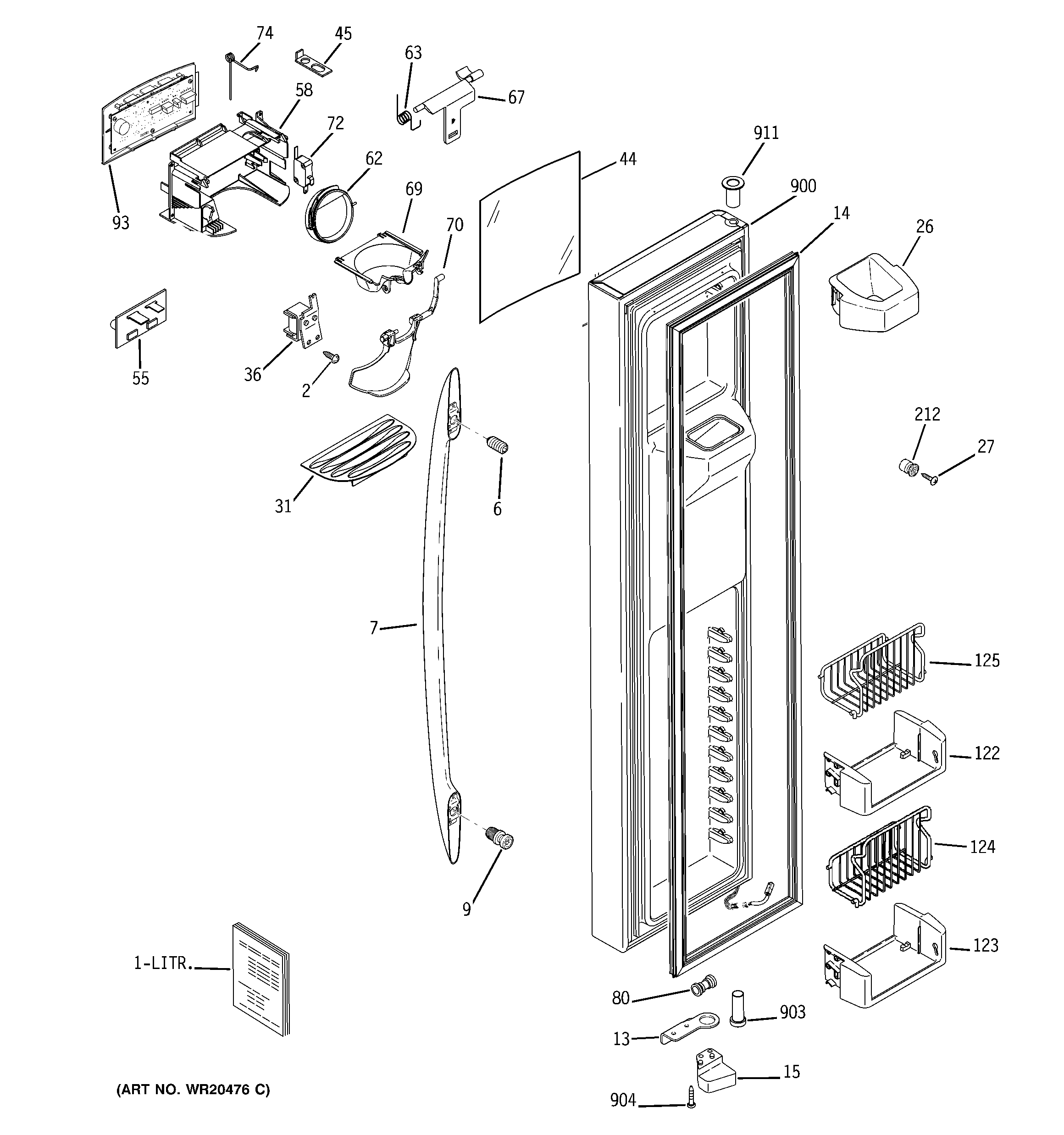 GE PSFW3YGXCGSS freezer door diagram
