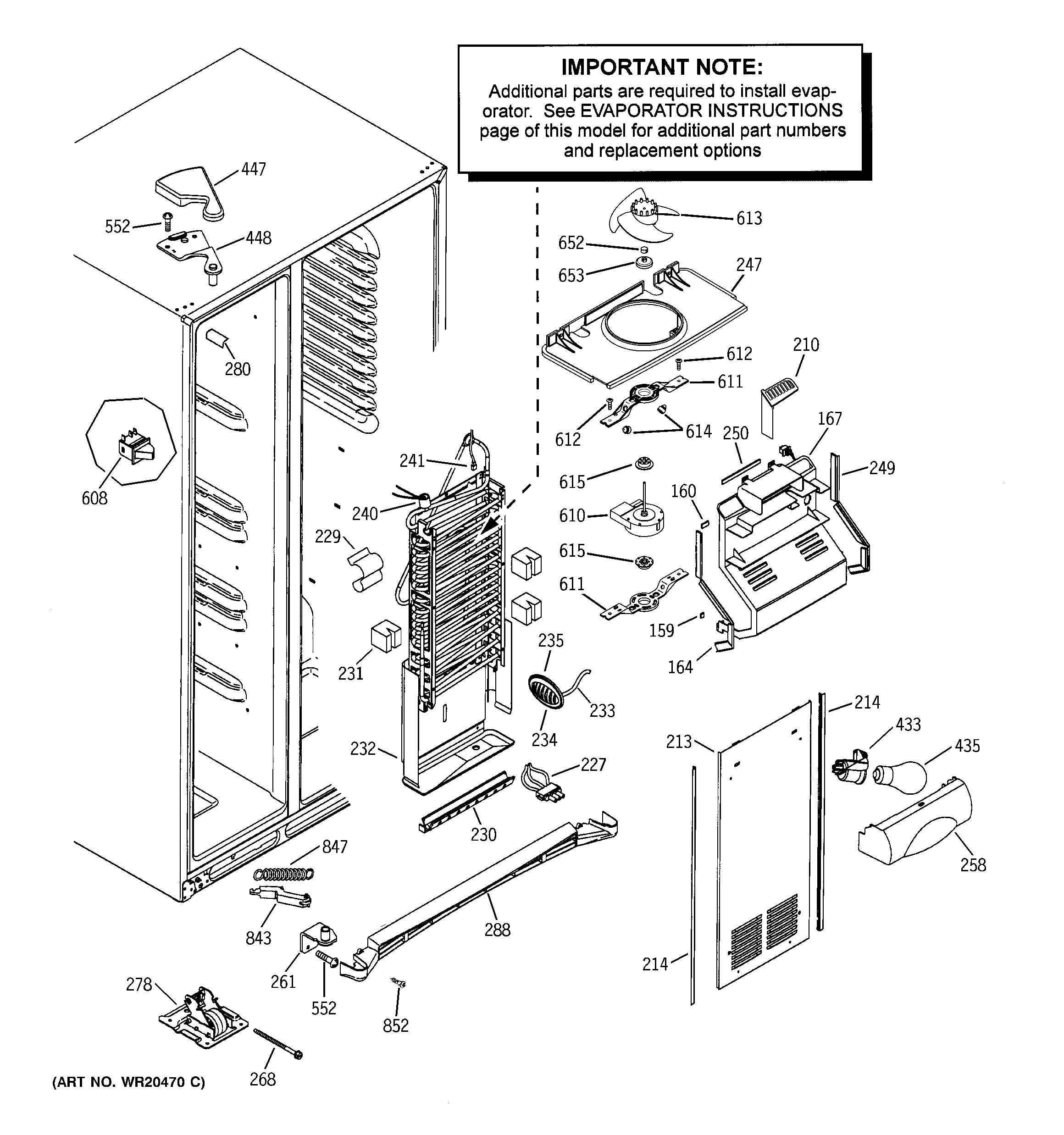 GE PSK25MGWHCCC freezer section diagram