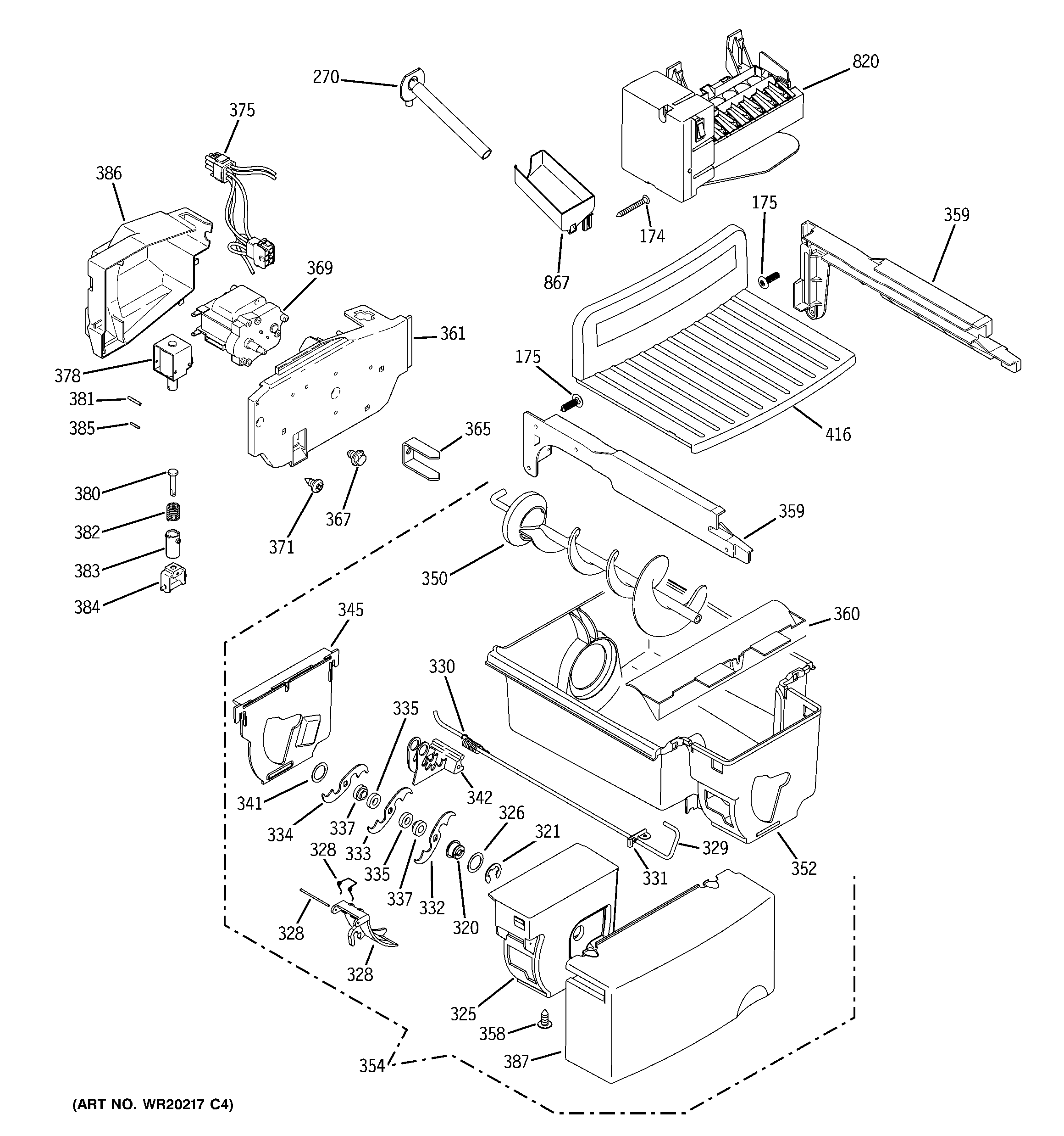 GE PSK27MHWHCCC ice maker & dispenser diagram