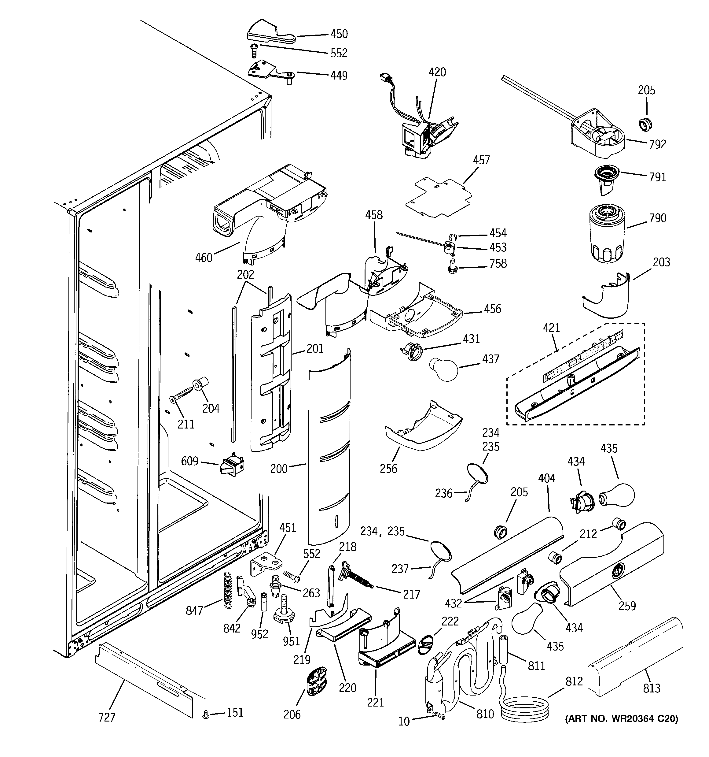 GE PSK27SGWHCSS fresh food section diagram