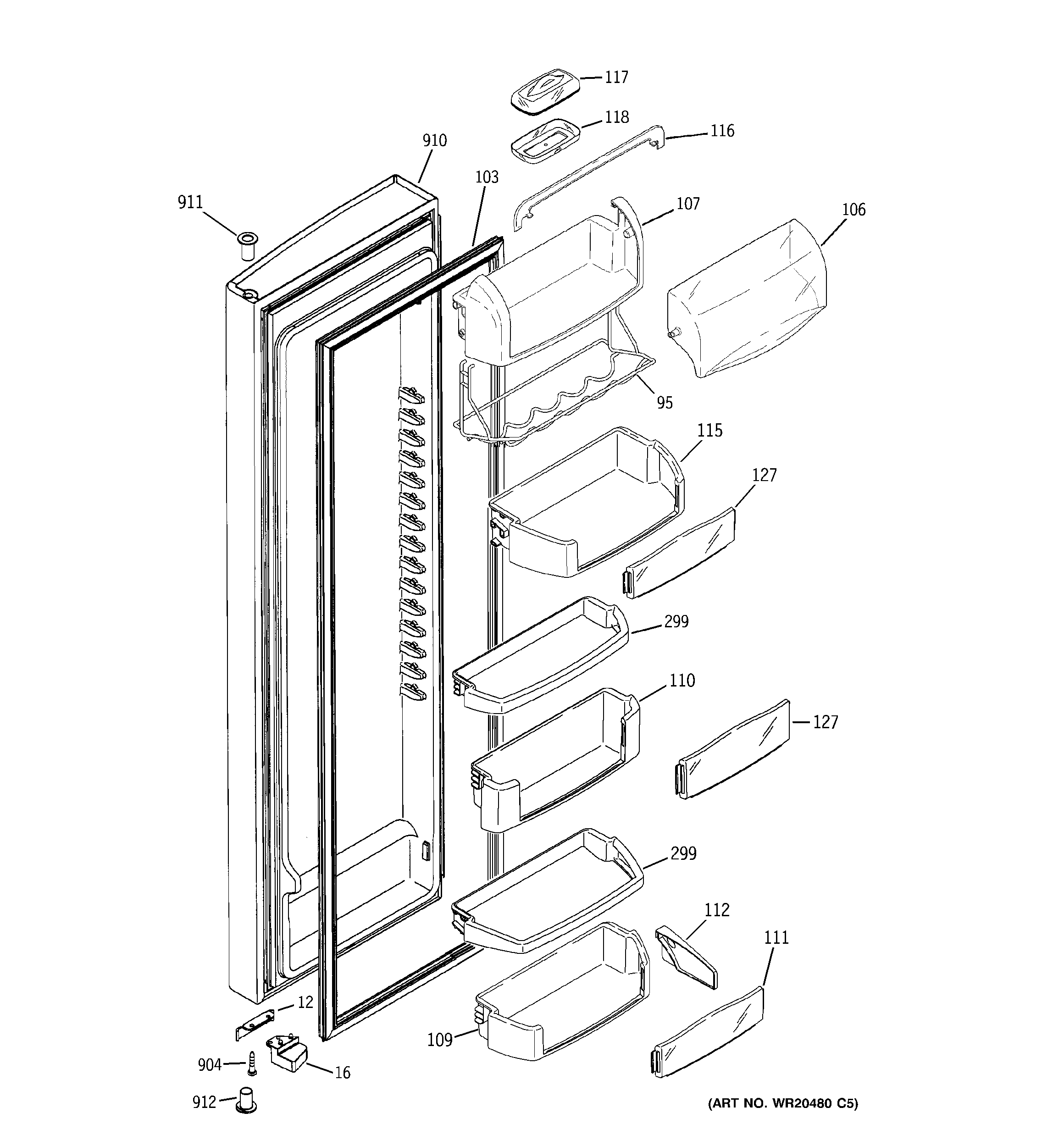 GE ZCE23NGTIFNB fresh food door diagram