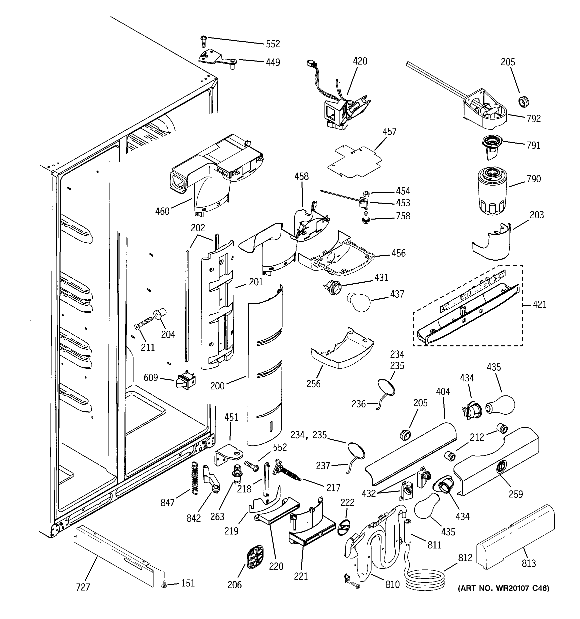GE ZCE23NGTIFNB fresh food section diagram