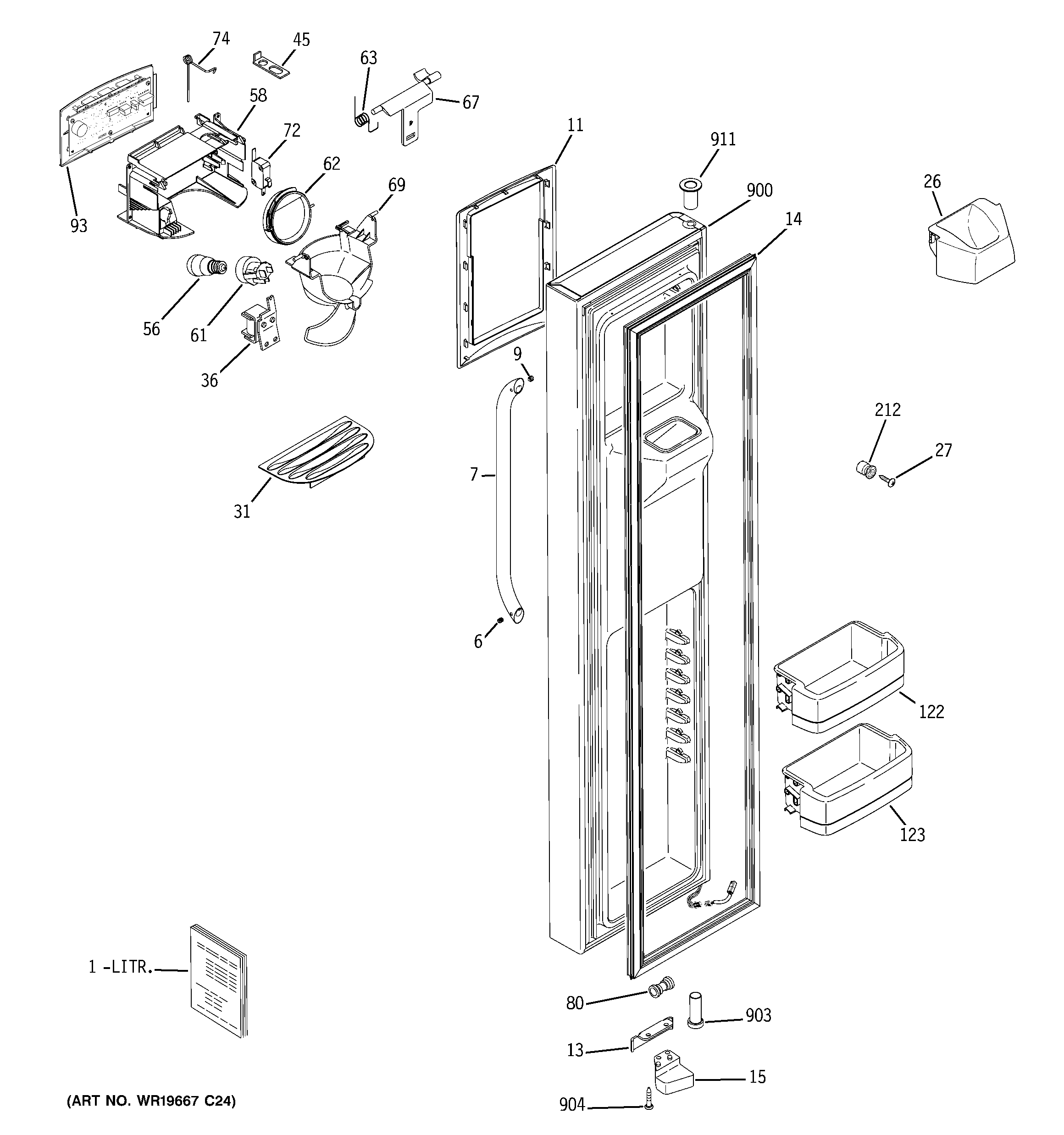 GE DSHS5PGXCESS freezer door diagram