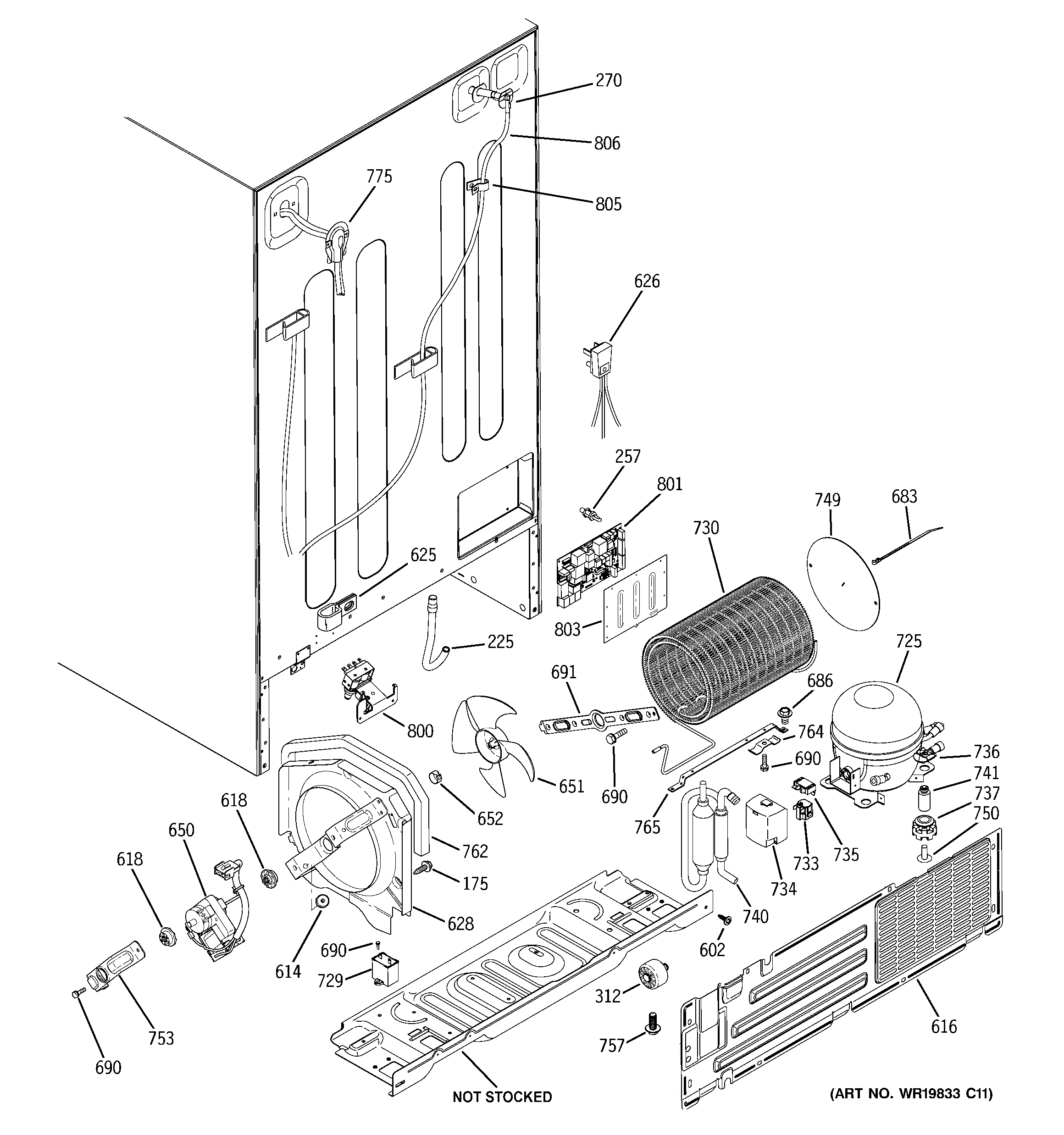 GE DSHS5PGXCESS sealed system & mother board diagram