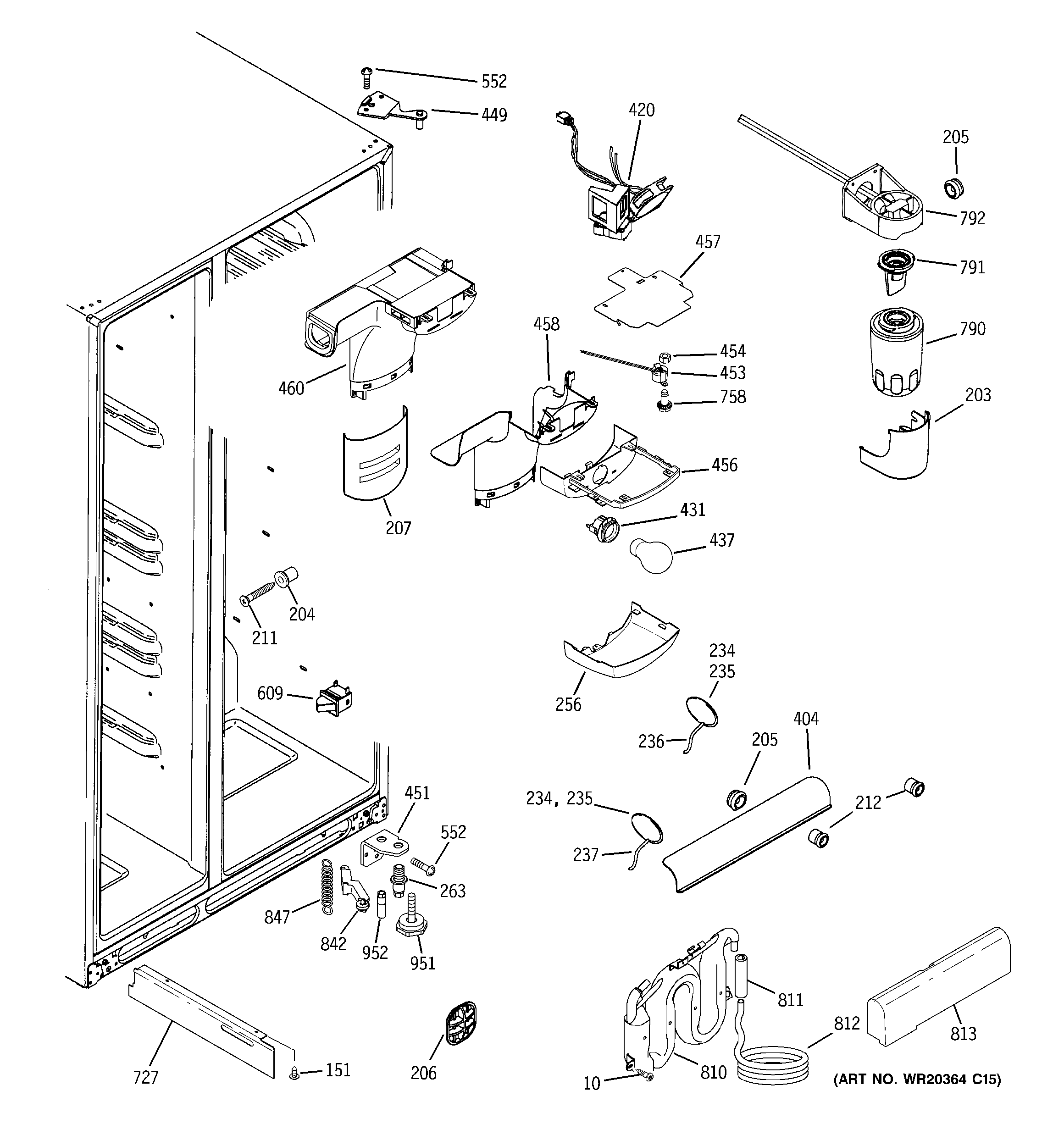 GE GIE21LGWHFBB fresh food section diagram