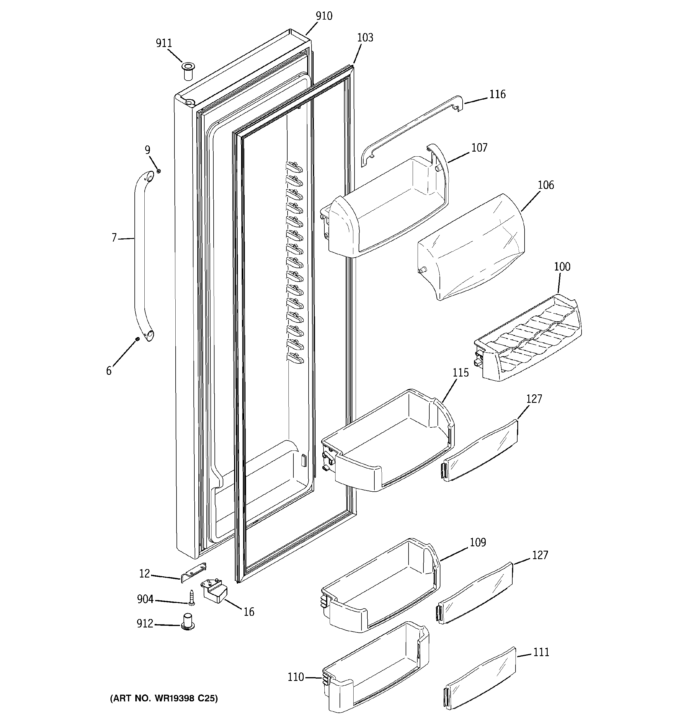 GE GSC23KSWHSS fresh food door diagram