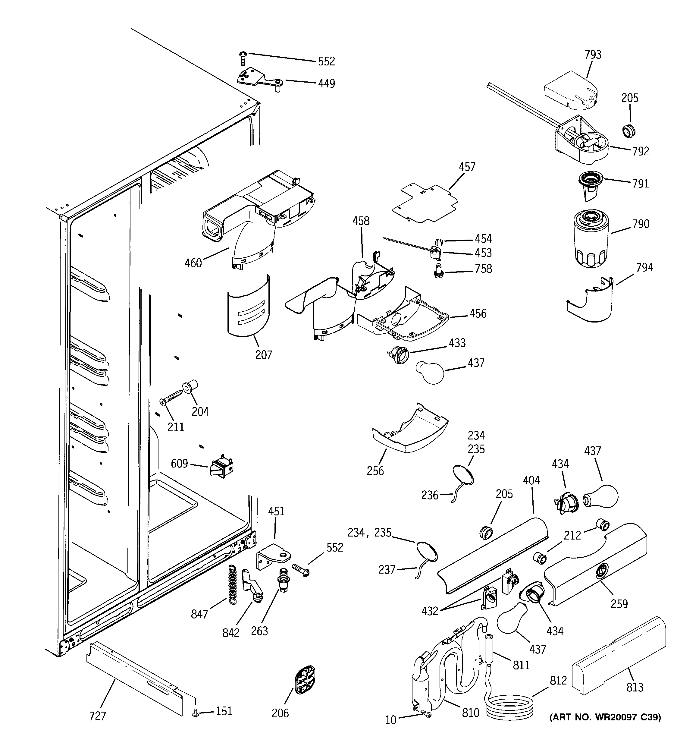 GE GSHL6PHXCELS fresh food section diagram