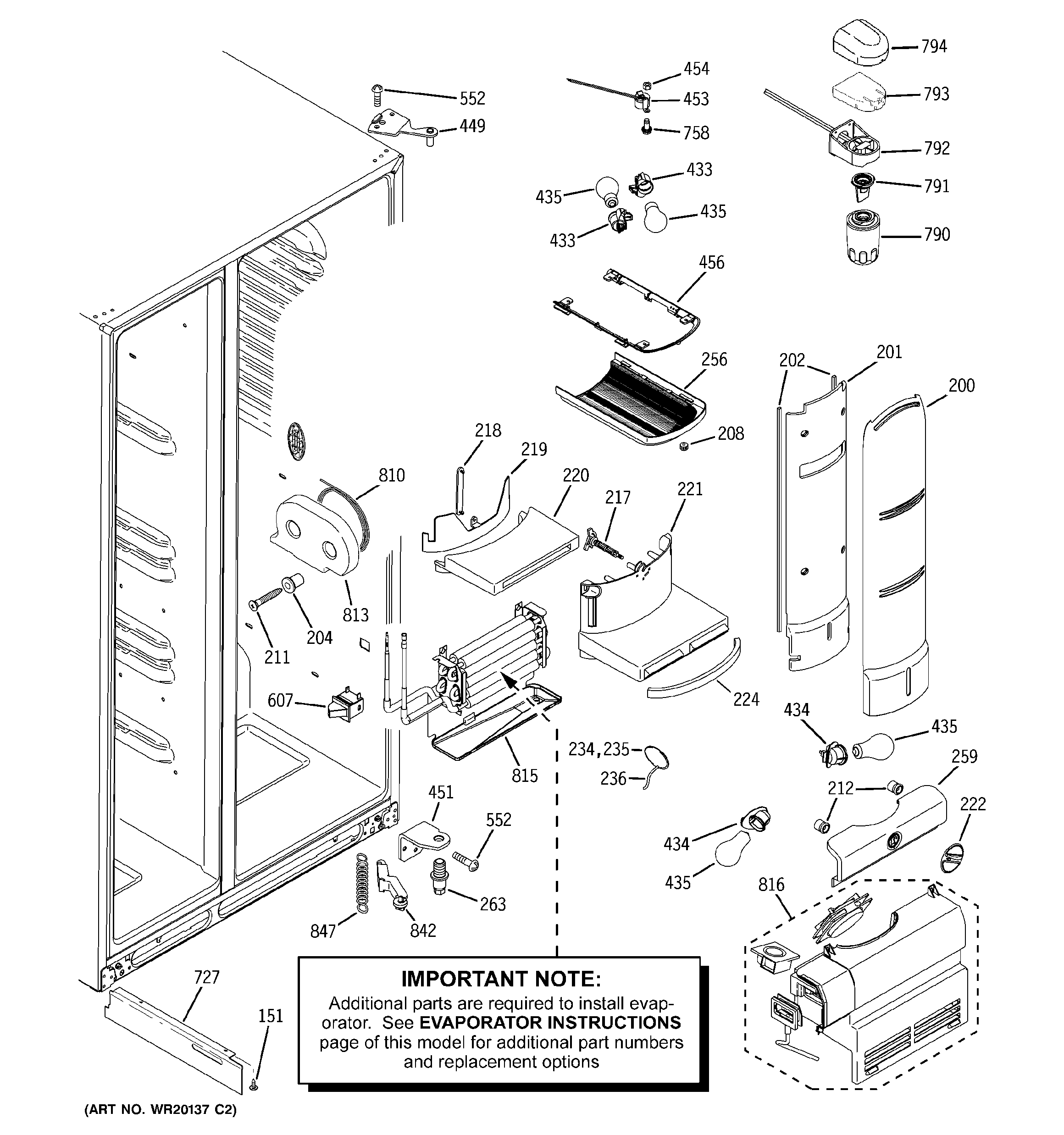 GE PSC25PSWASS fresh food section diagram