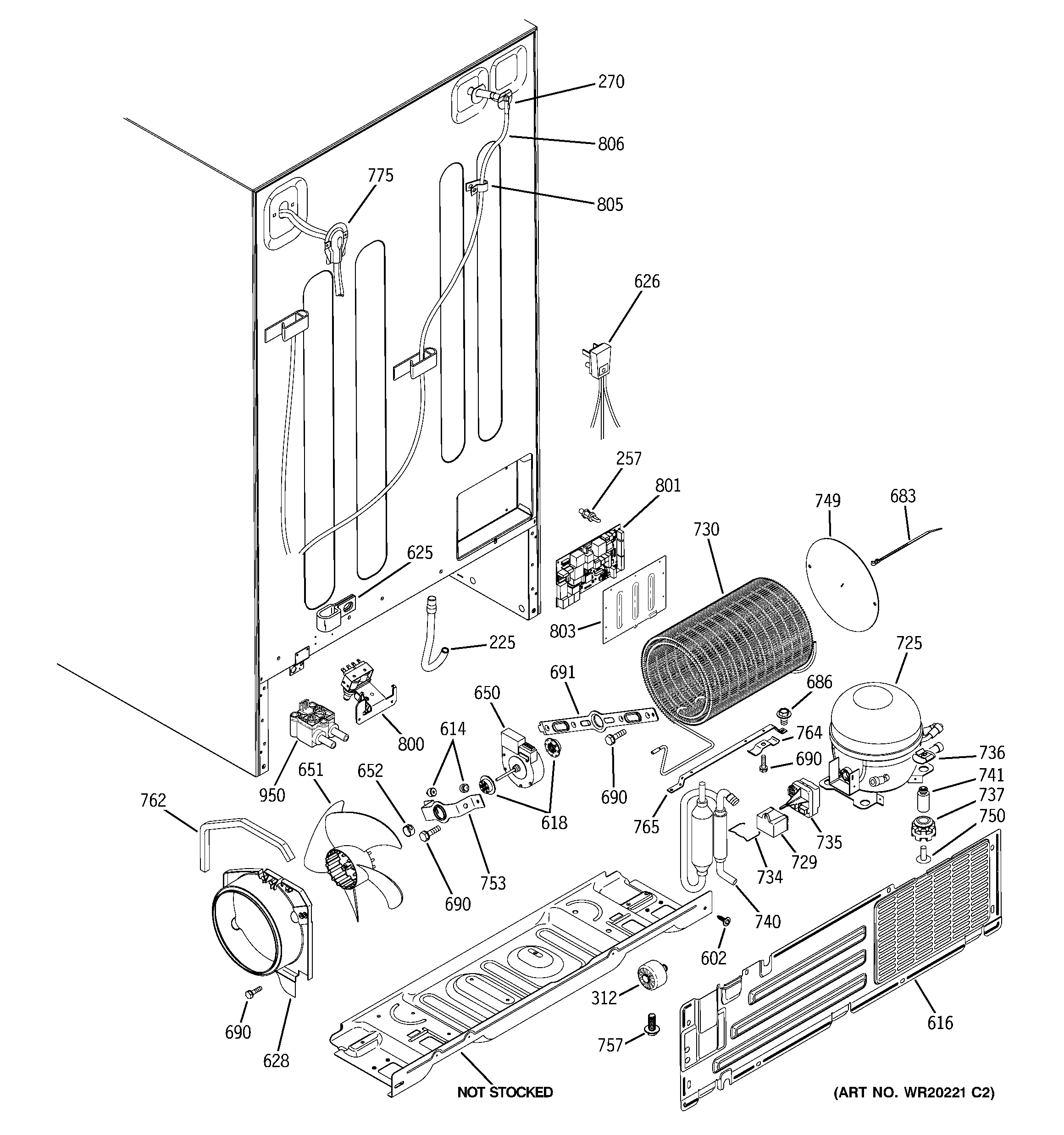 GE PSCF3VGXCFWW sealed system & mother board diagram