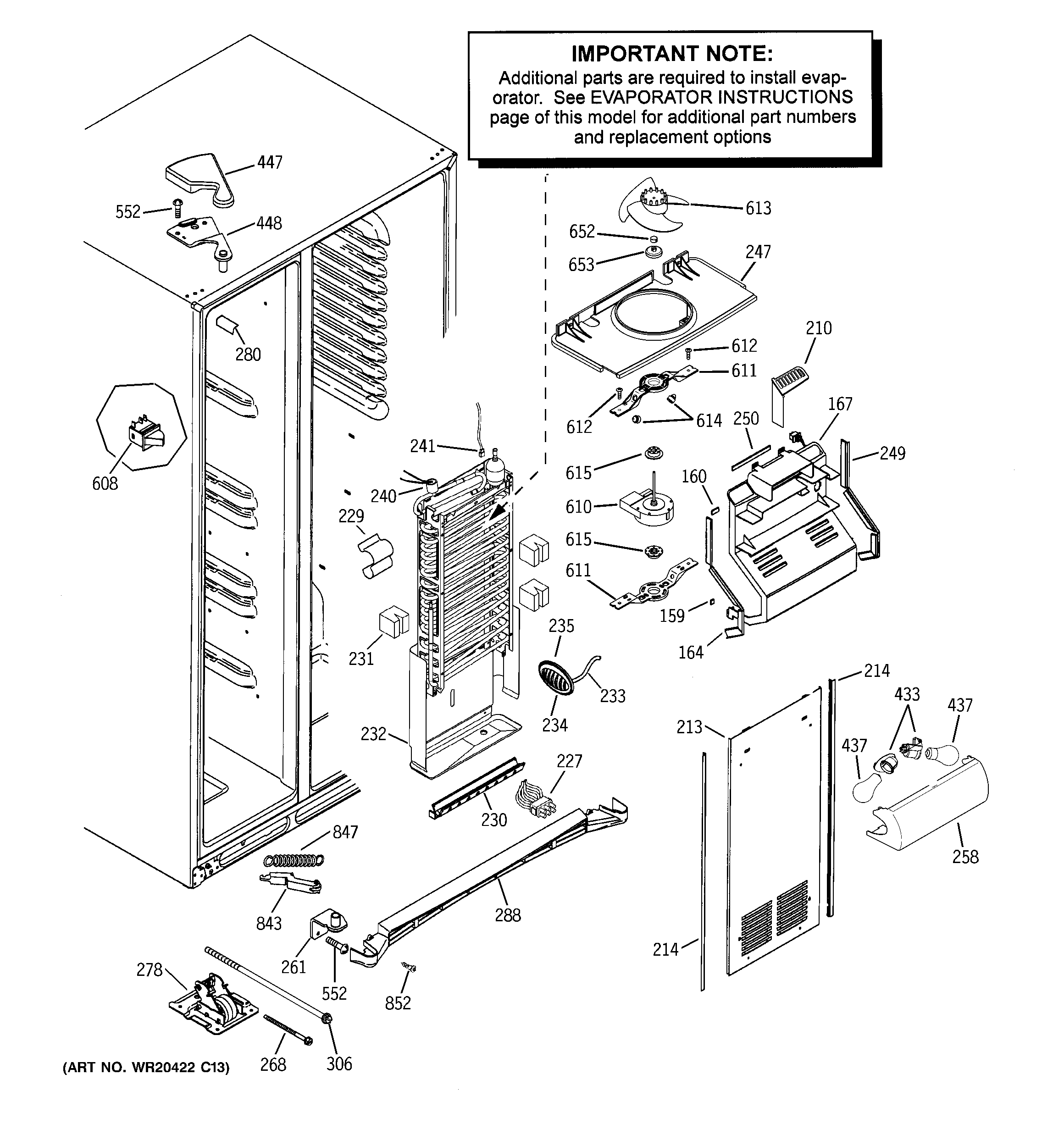 GE PSCF3VGXCFWW freezer section diagram