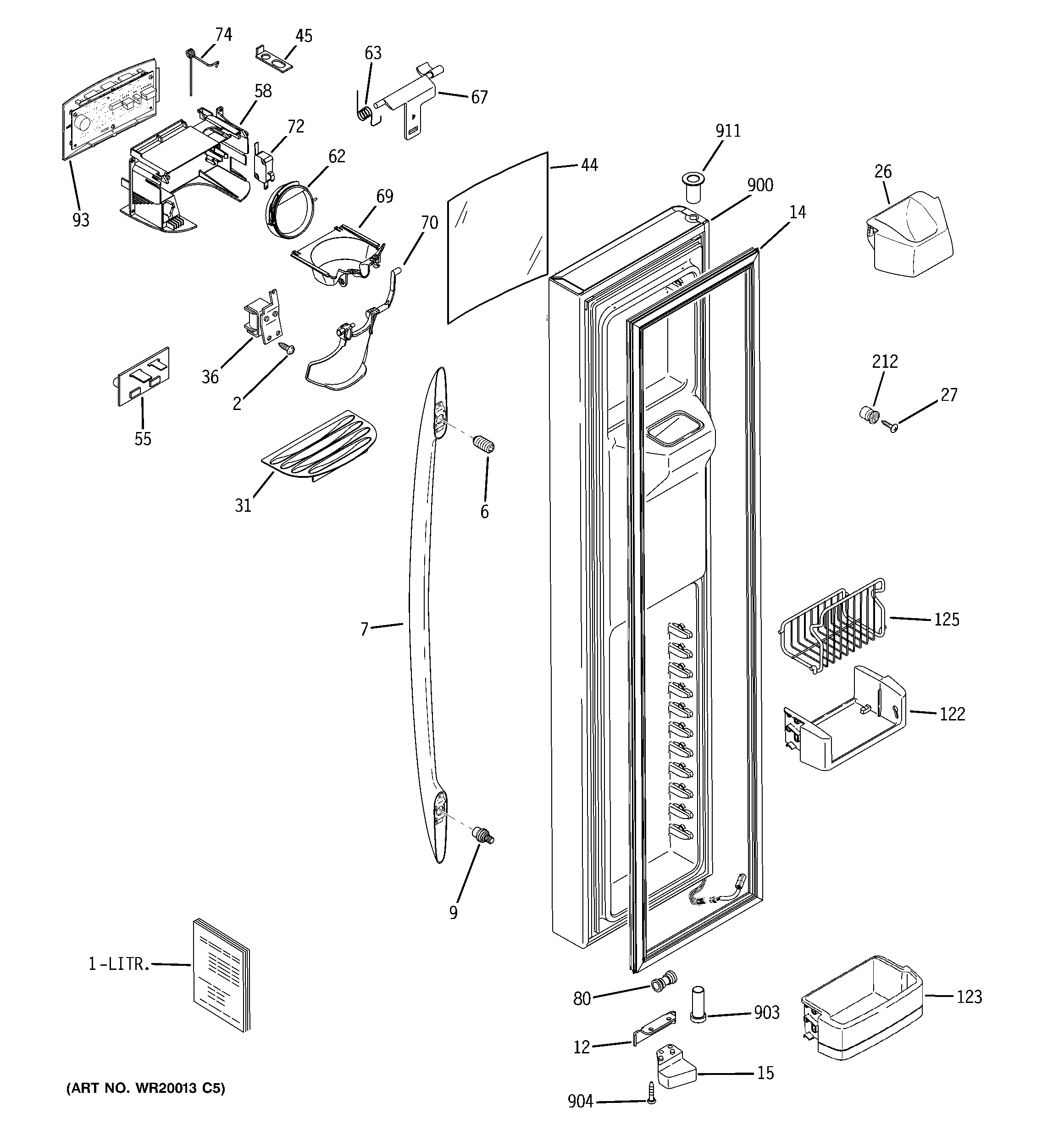 GE PSCS5TGXCFSS freezer door diagram
