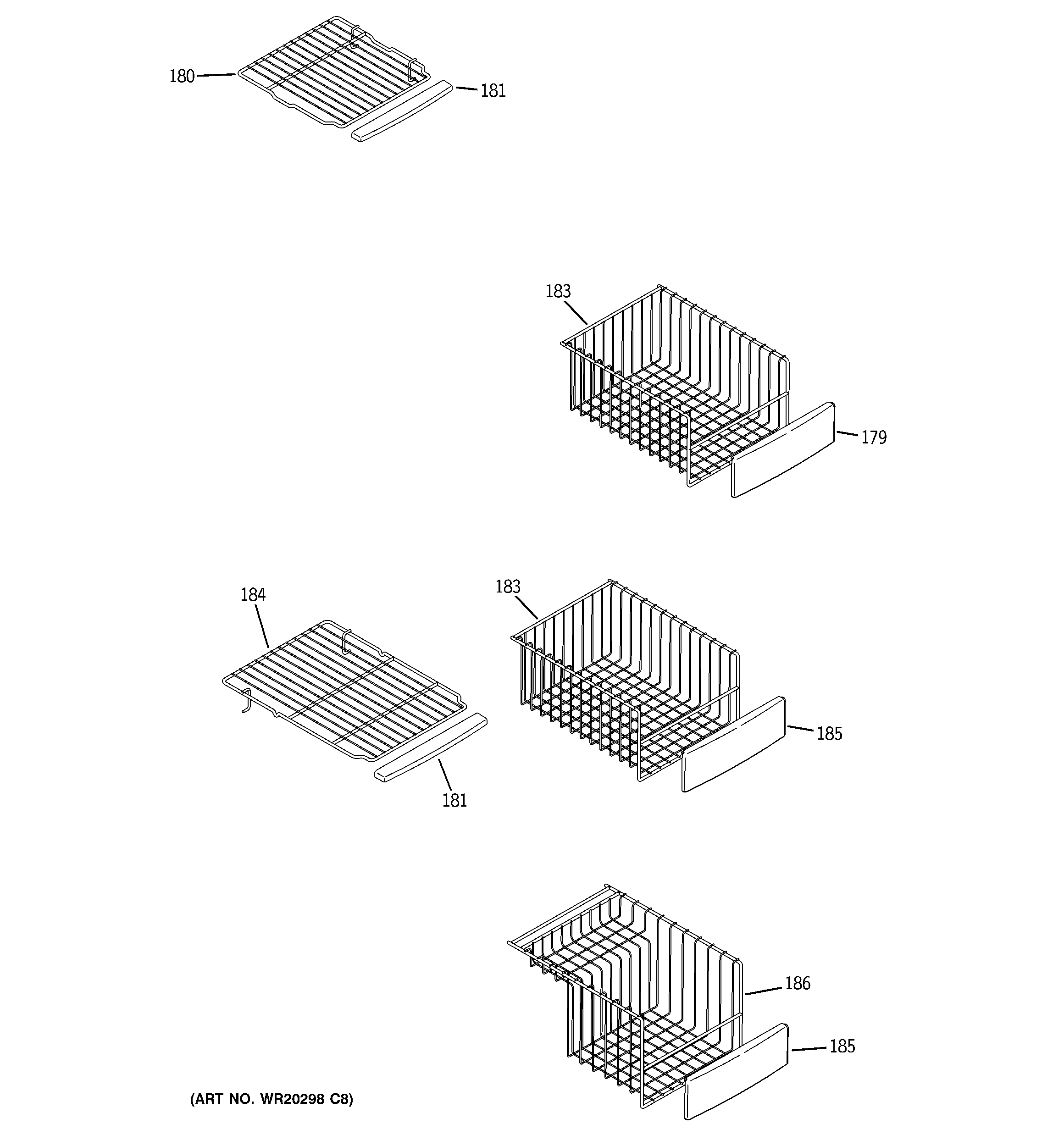 GE PSHF6RGXCDBB freezer shelves diagram