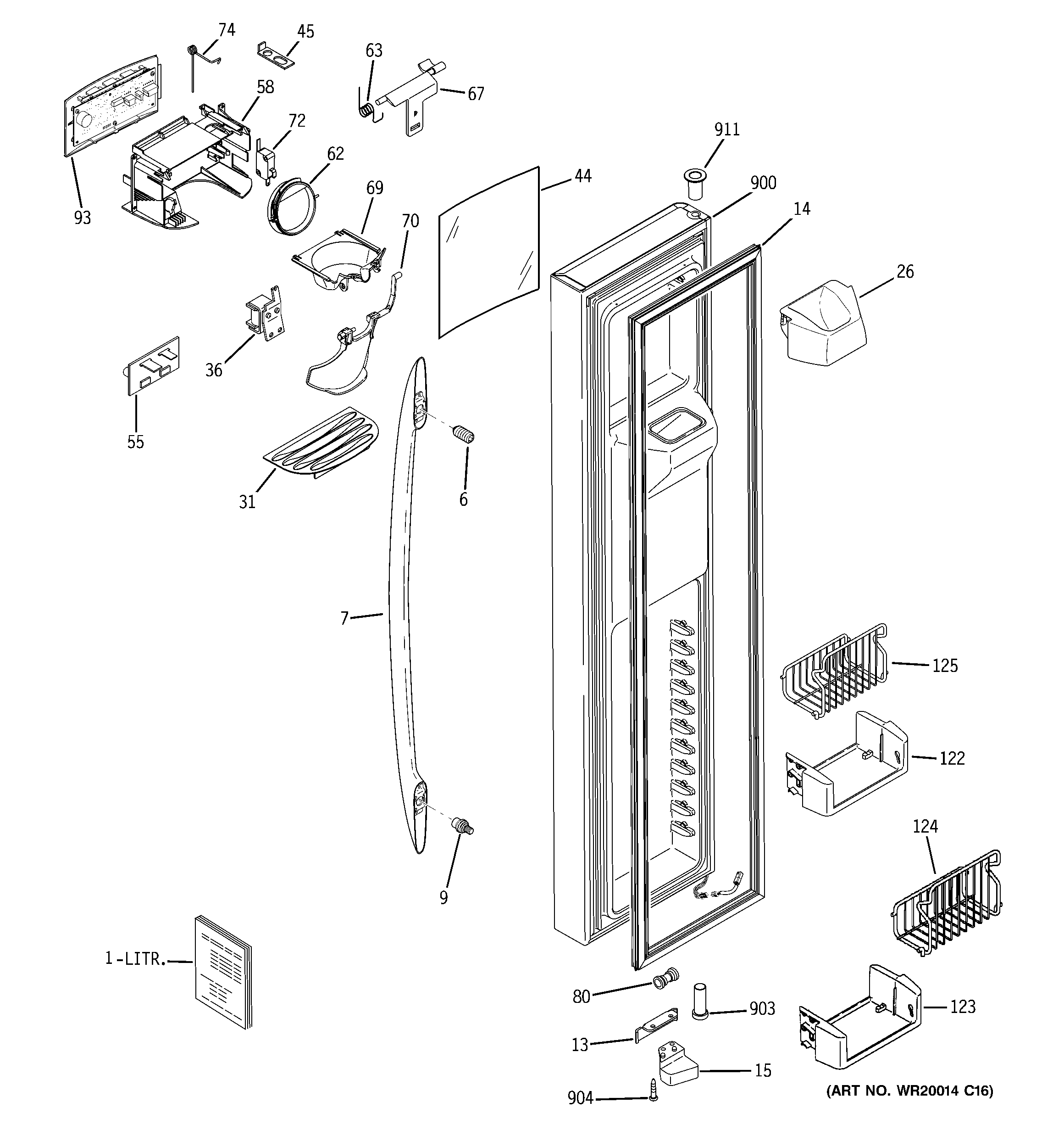 GE PSHS6VGXCDSS freezer door diagram