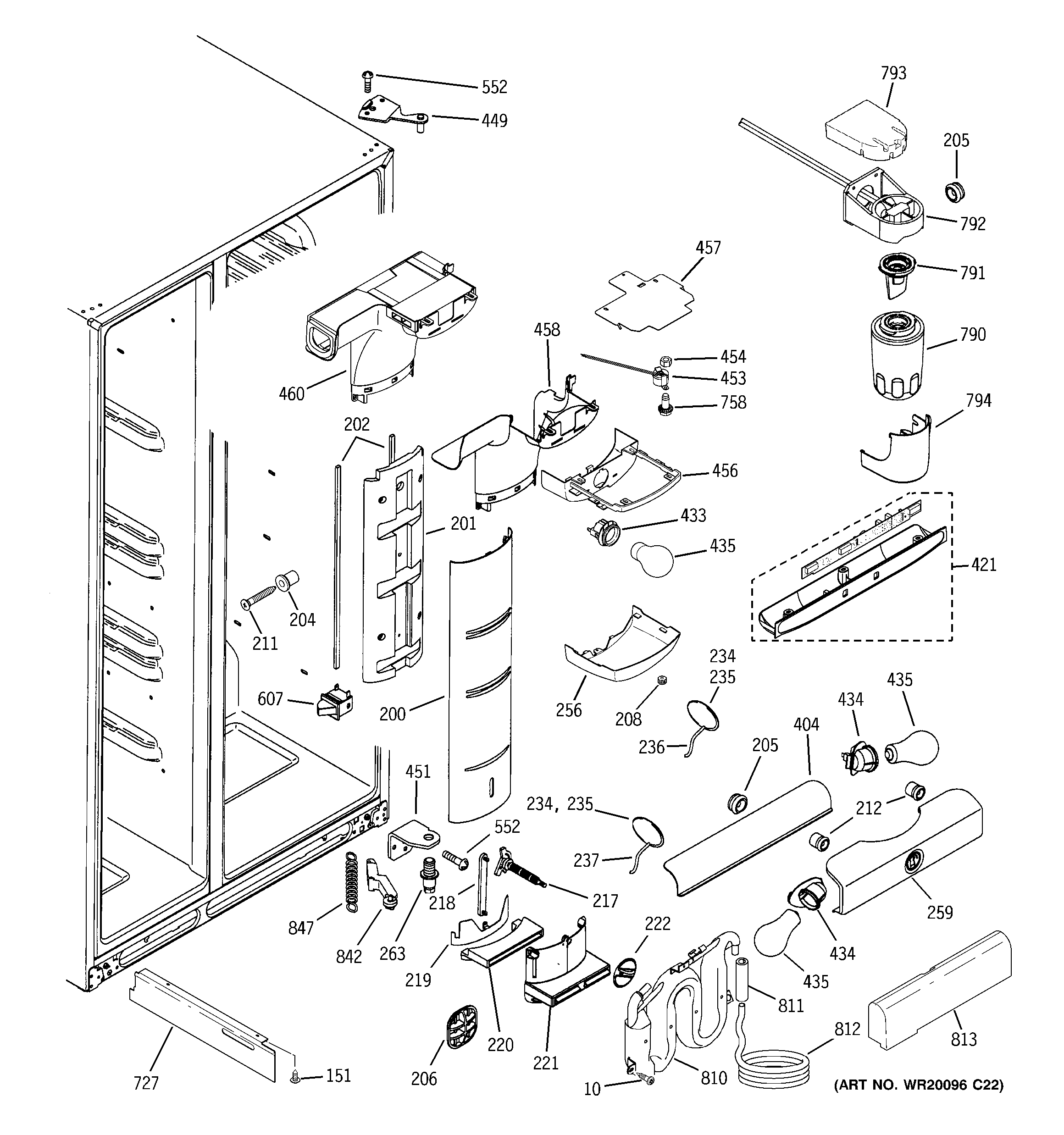 GE PSI23NGWACV fresh food section diagram