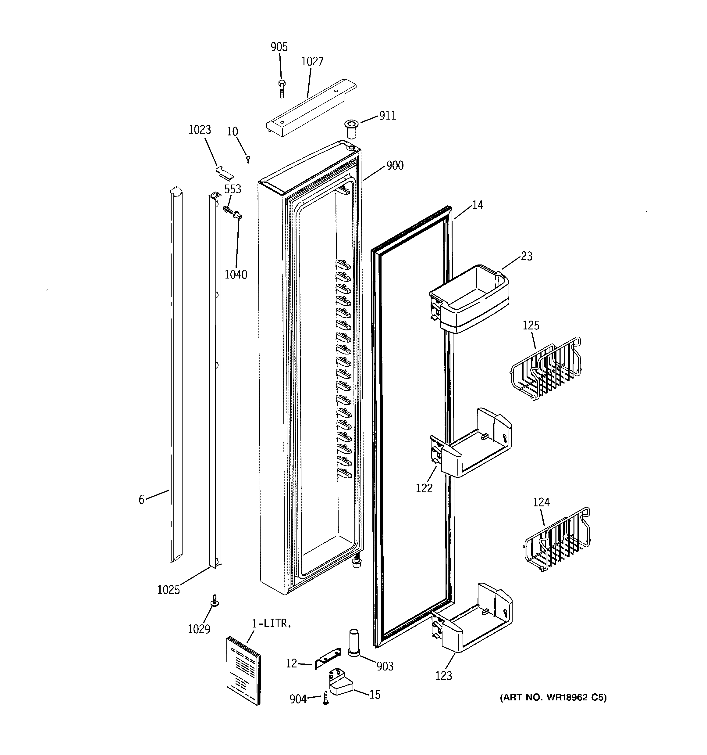 GE PSI23SCRHSV freezer door diagram