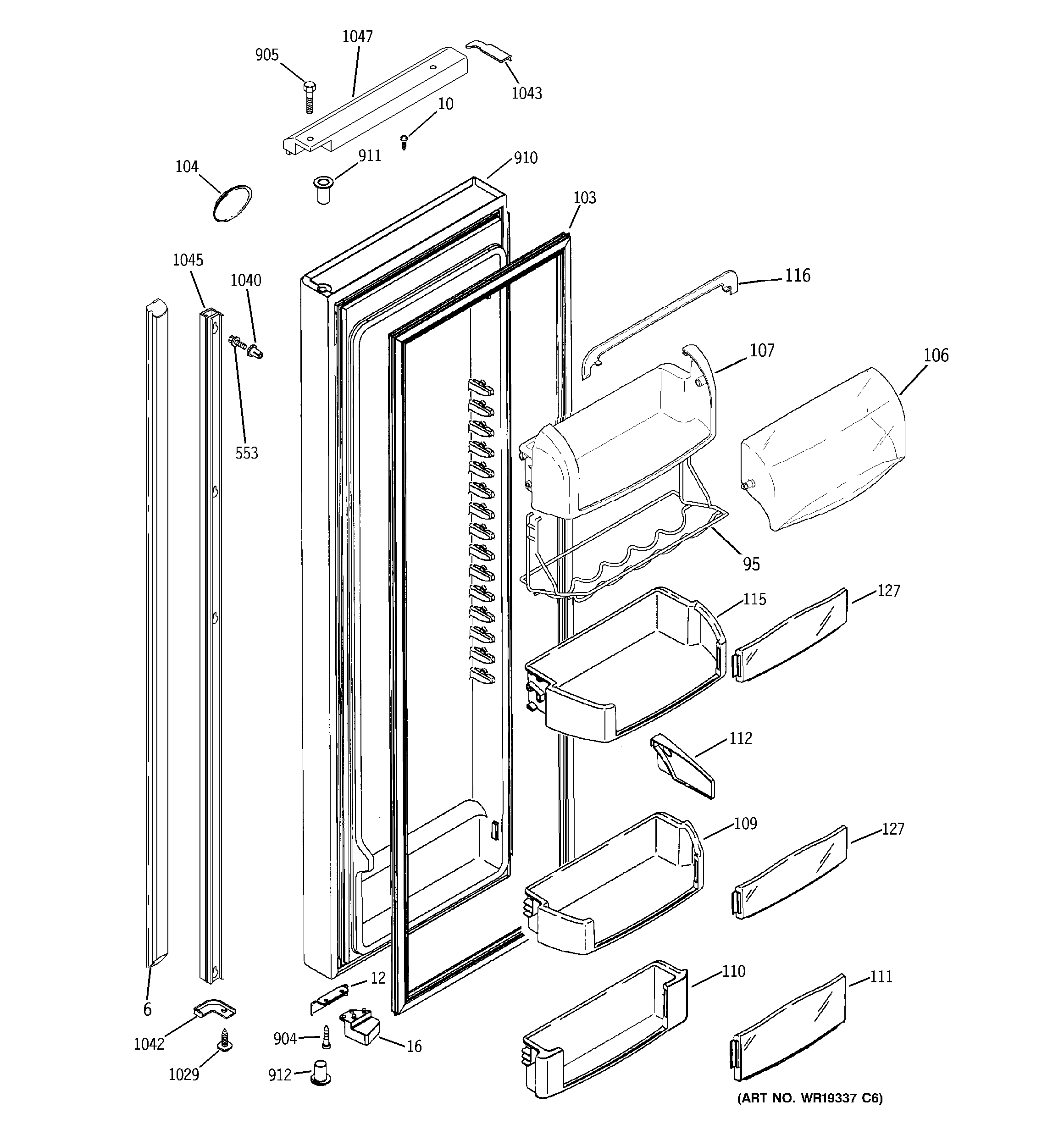 GE PSI23SCRHSV fresh food door diagram