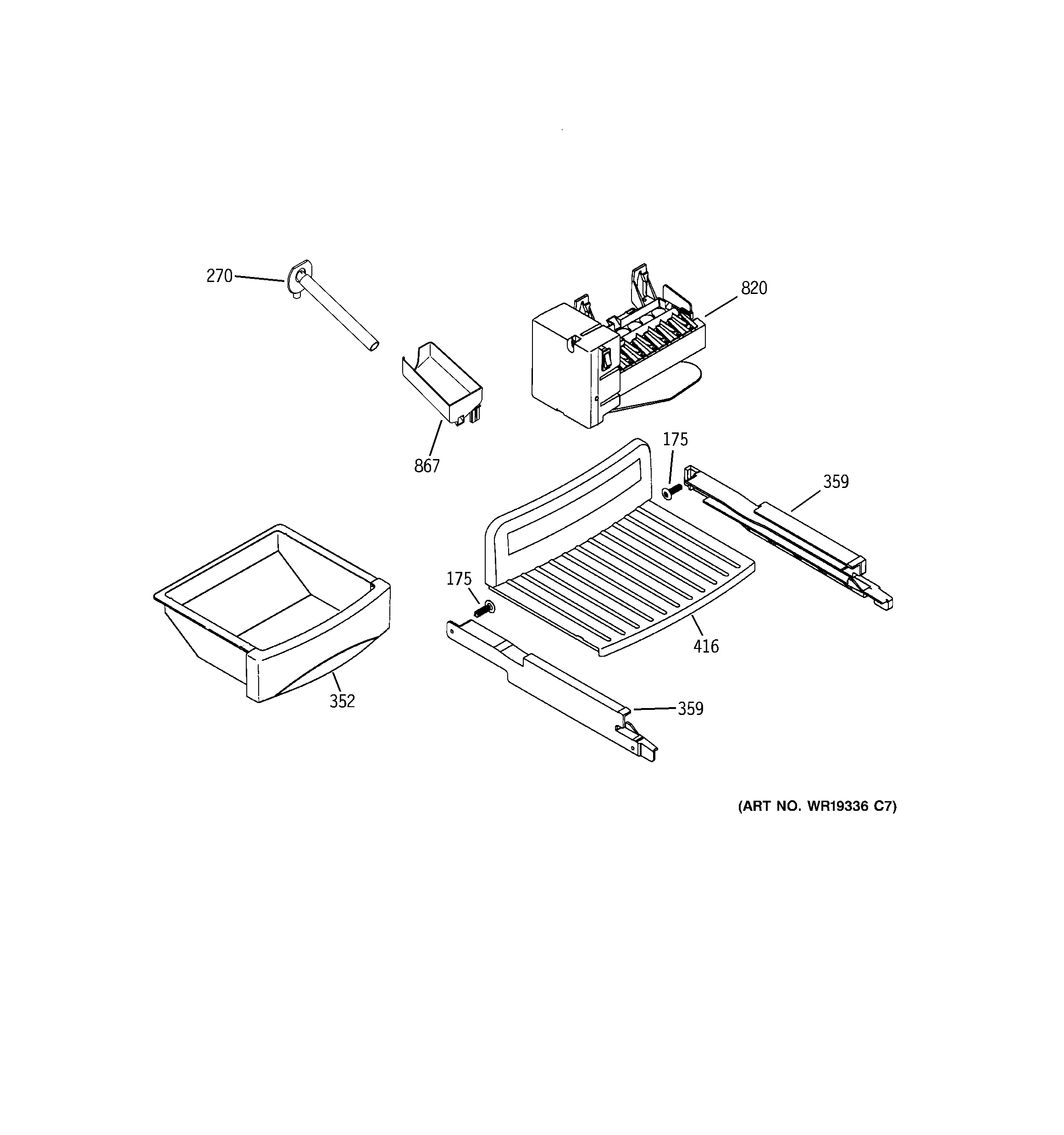 GE PSI23SCRHSV ice maker & dispenser diagram