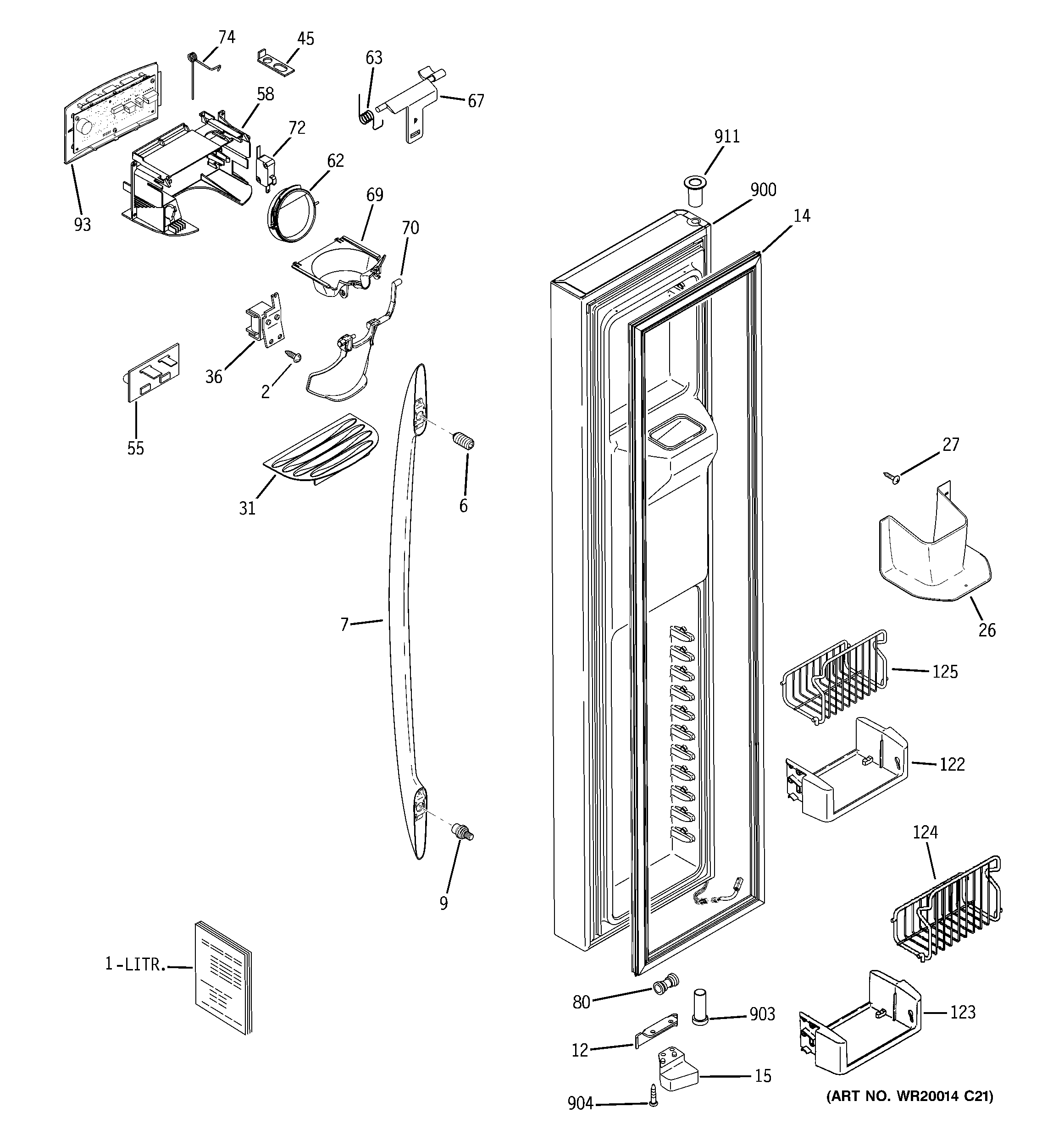 GE PSSS7RGXCCSS freezer door diagram