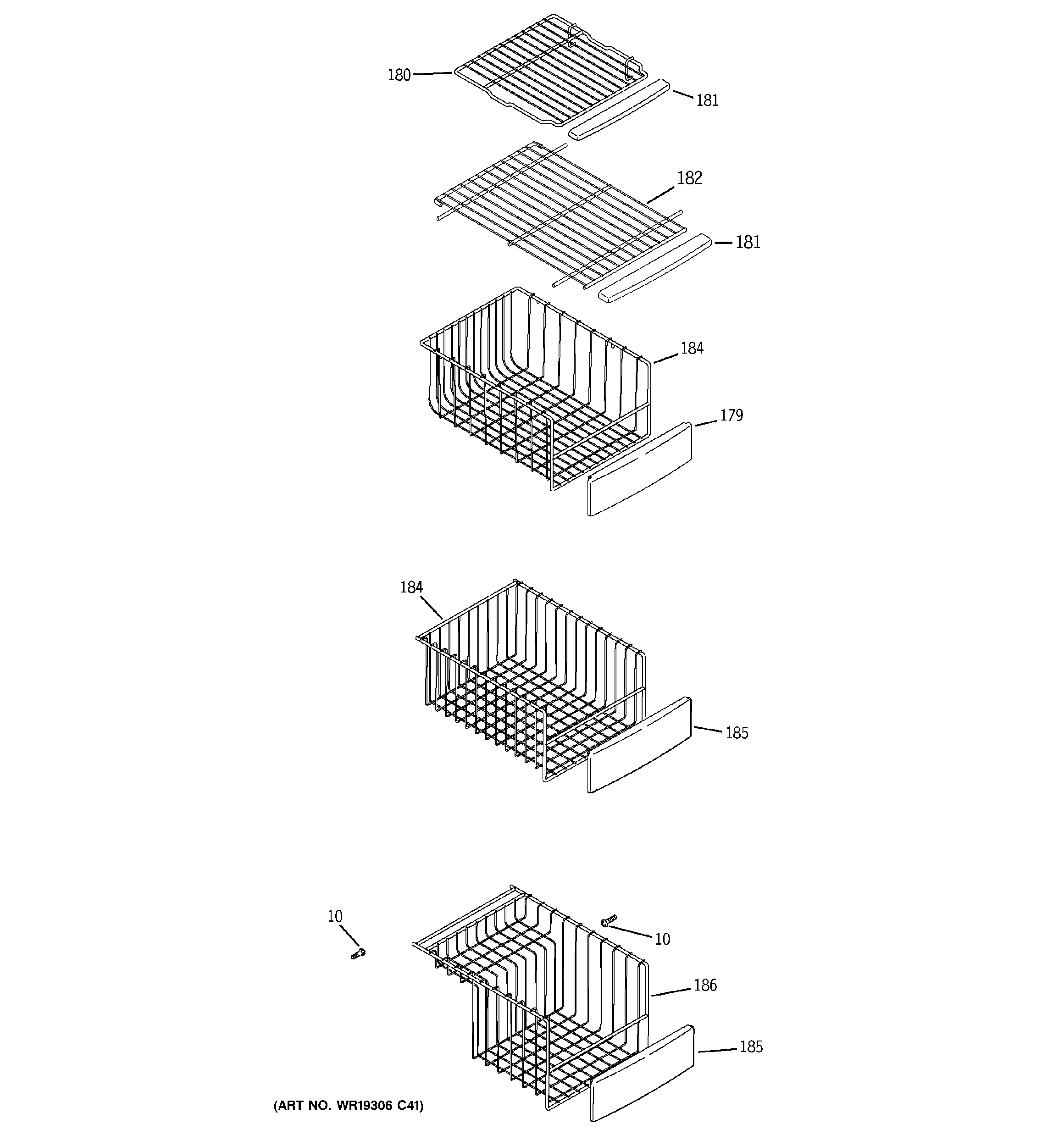 GE PSSS7RGXCCSS freezer shelves diagram