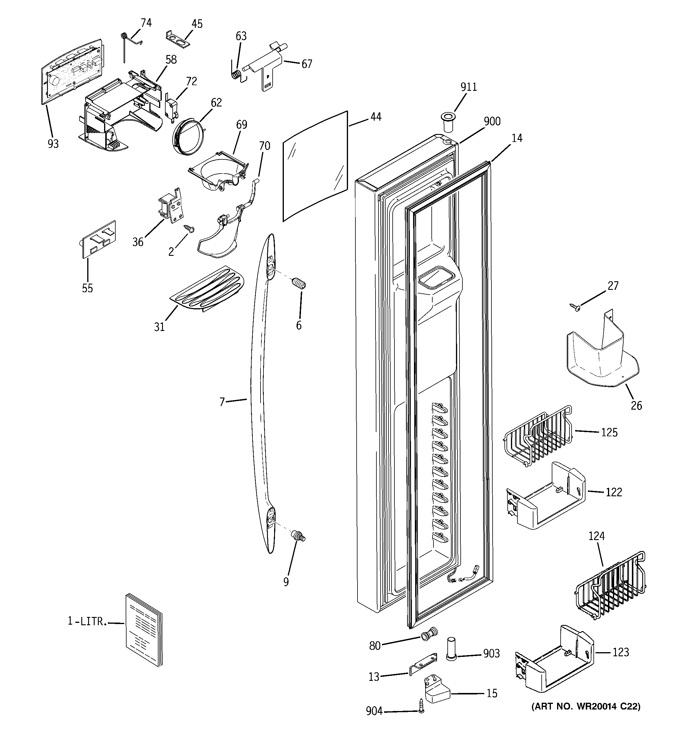 GE PSTW6YGXCGSS freezer door diagram