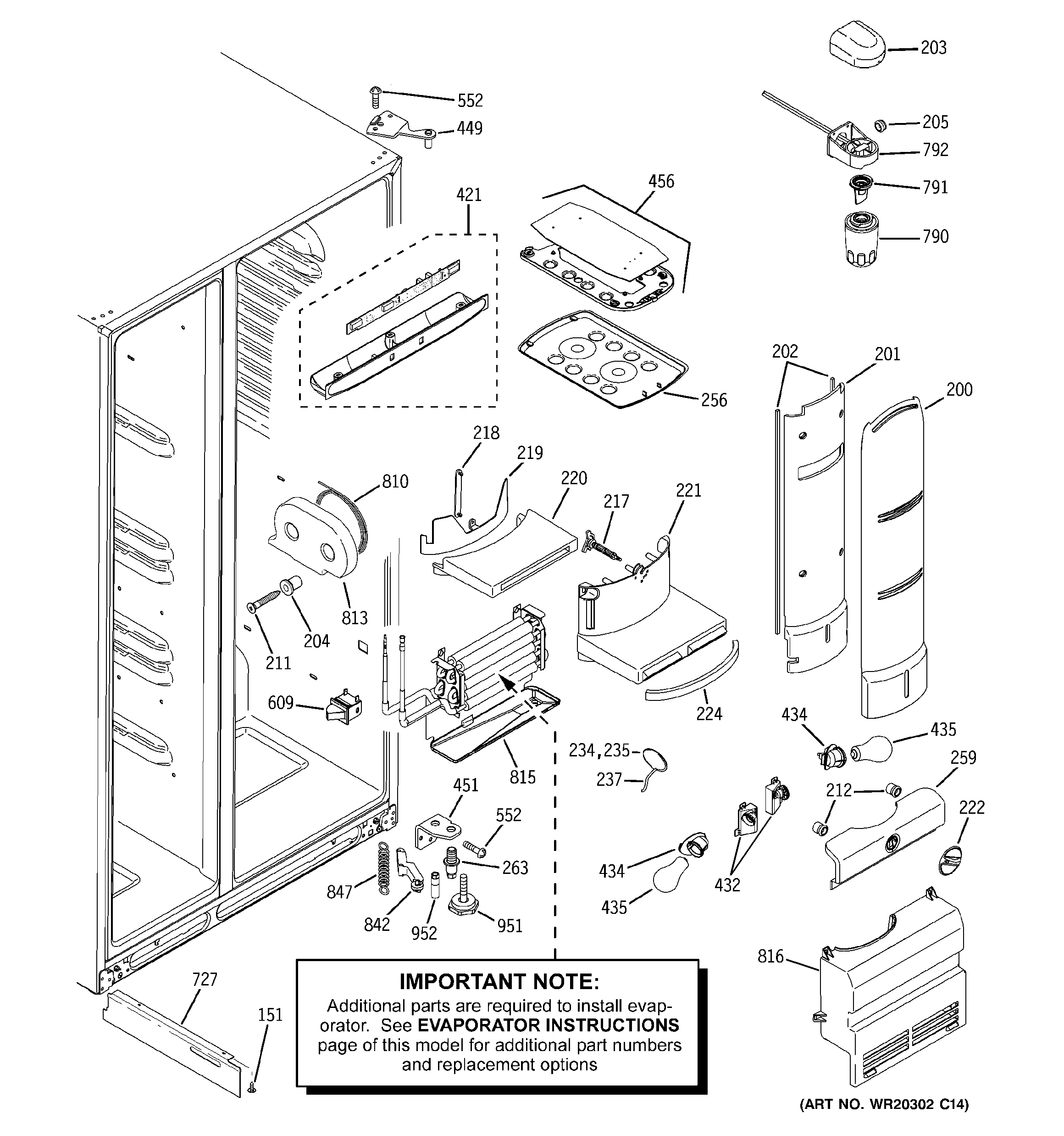 GE ZFSB23DXCSS fresh food section diagram