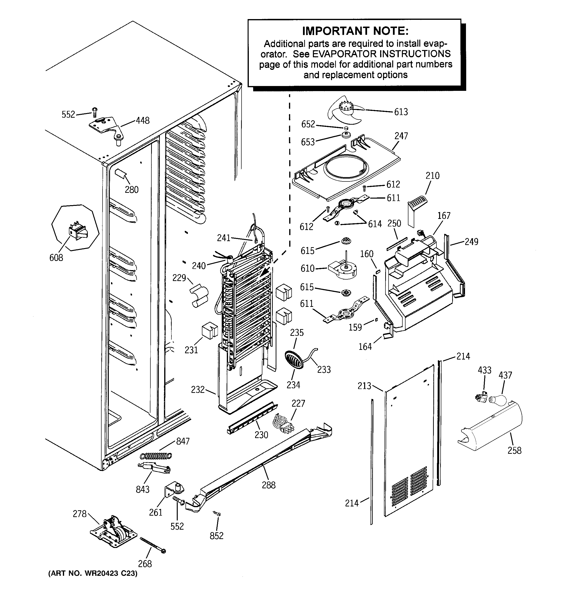 GE ESHF5MGXCEWW freezer section diagram