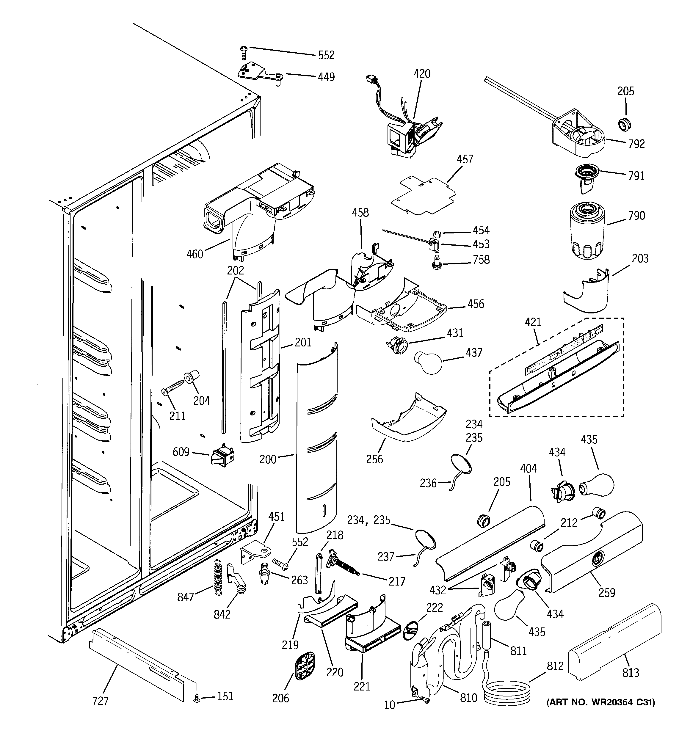 GE PIE23NGTIFKB fresh food section diagram