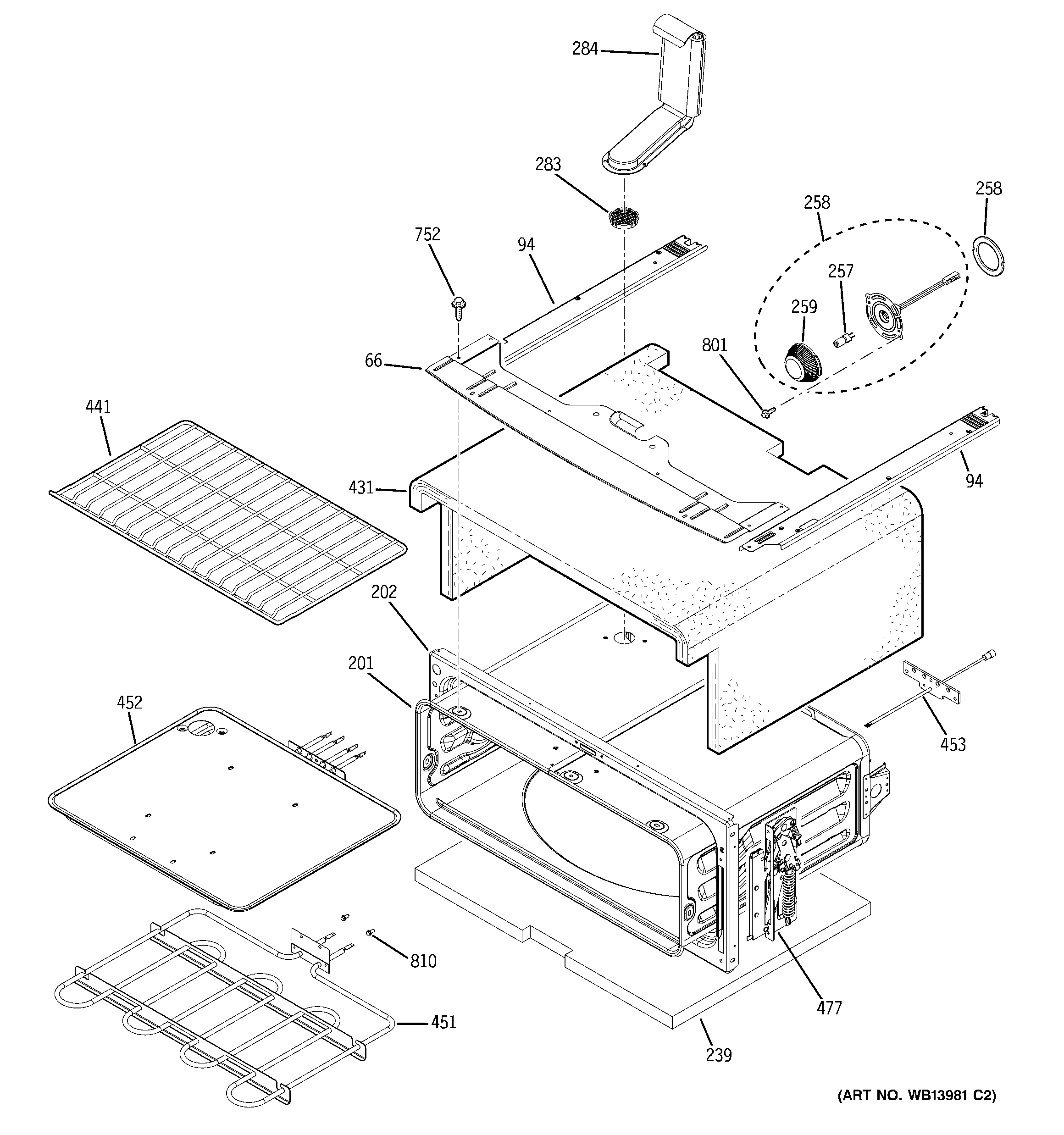 GE PCB975DN1BB upper oven diagram