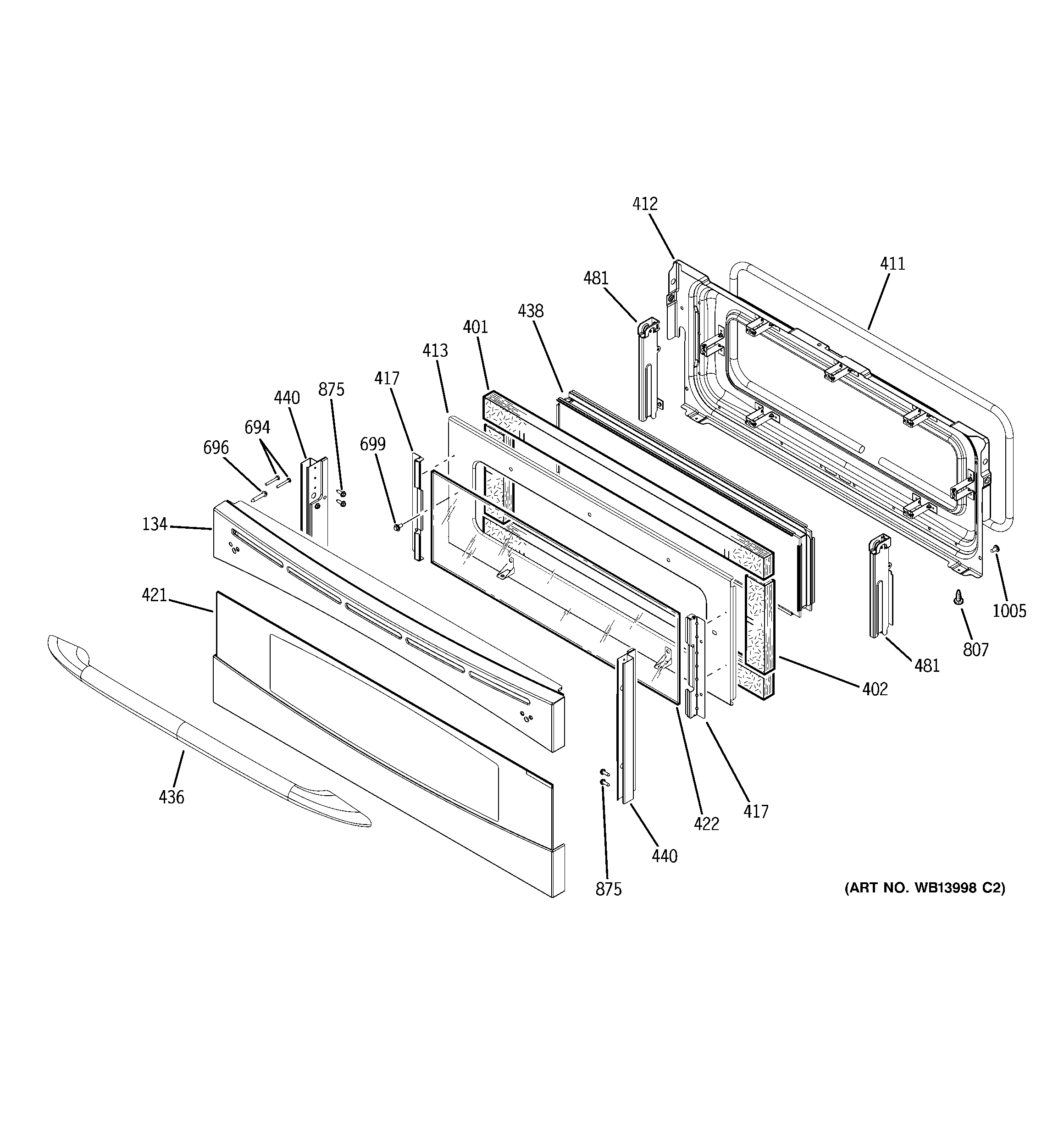 GE PCB975SN1SS upper door diagram