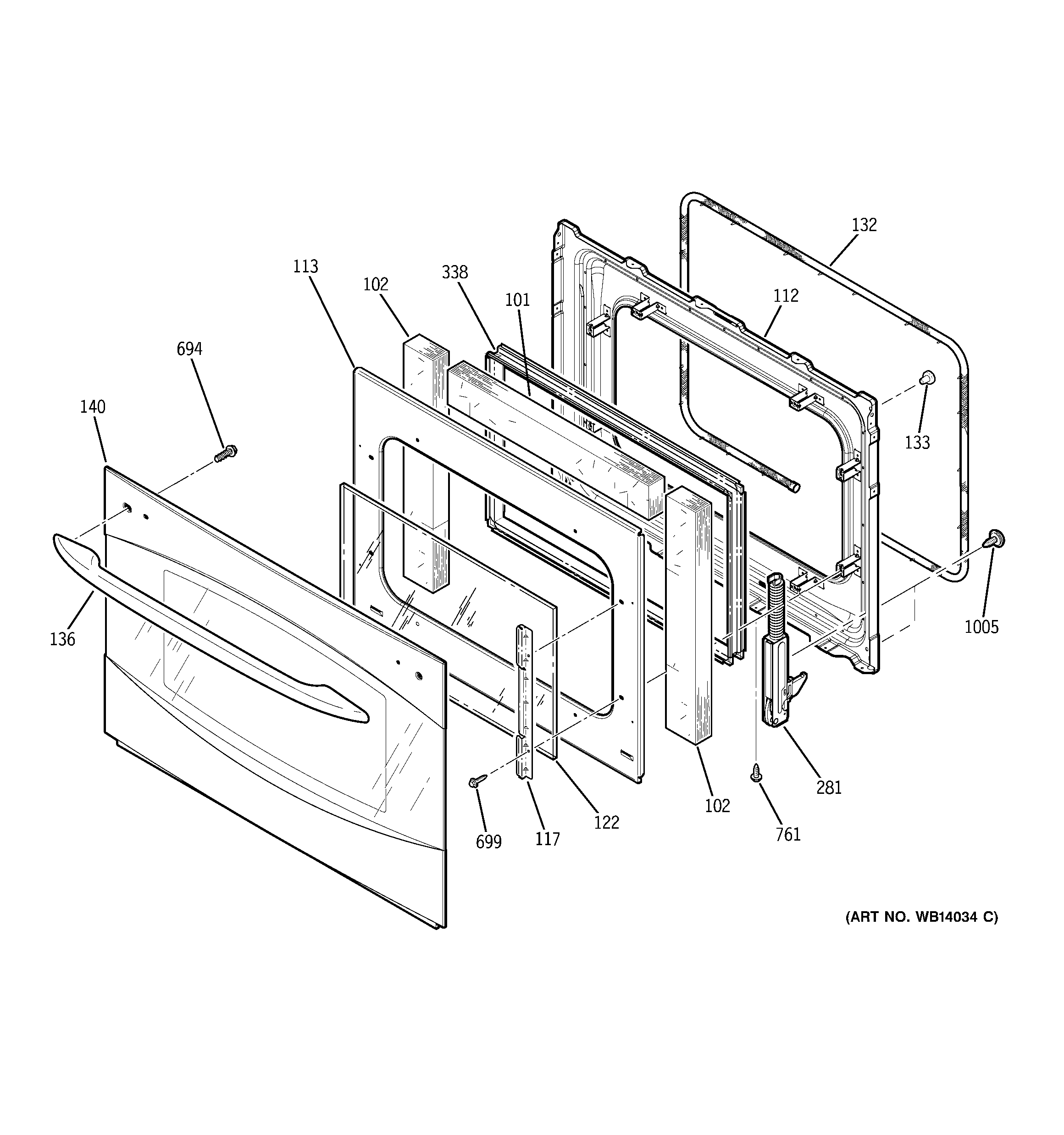 GE PCT916SM1SS door diagram