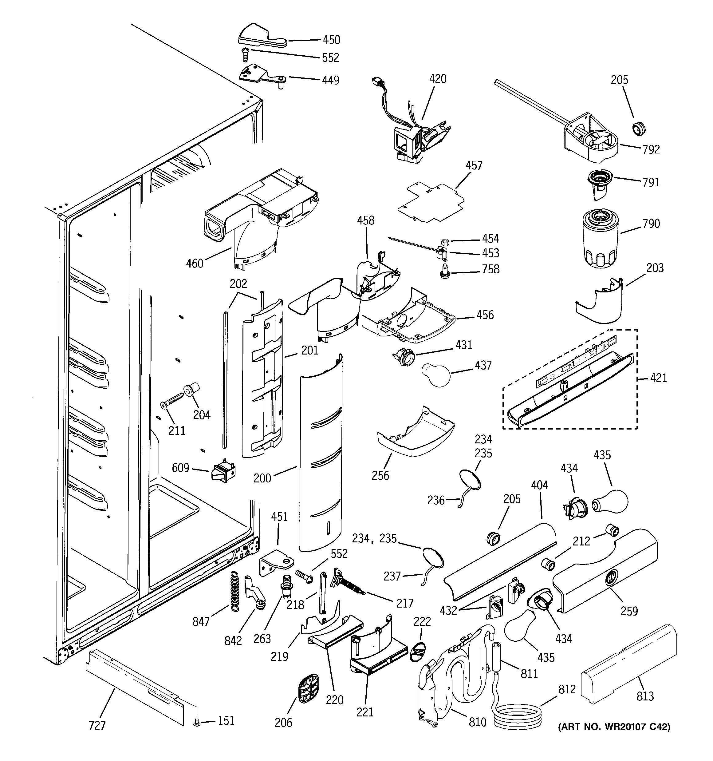 GE PSE27NHWHCBB fresh food section diagram