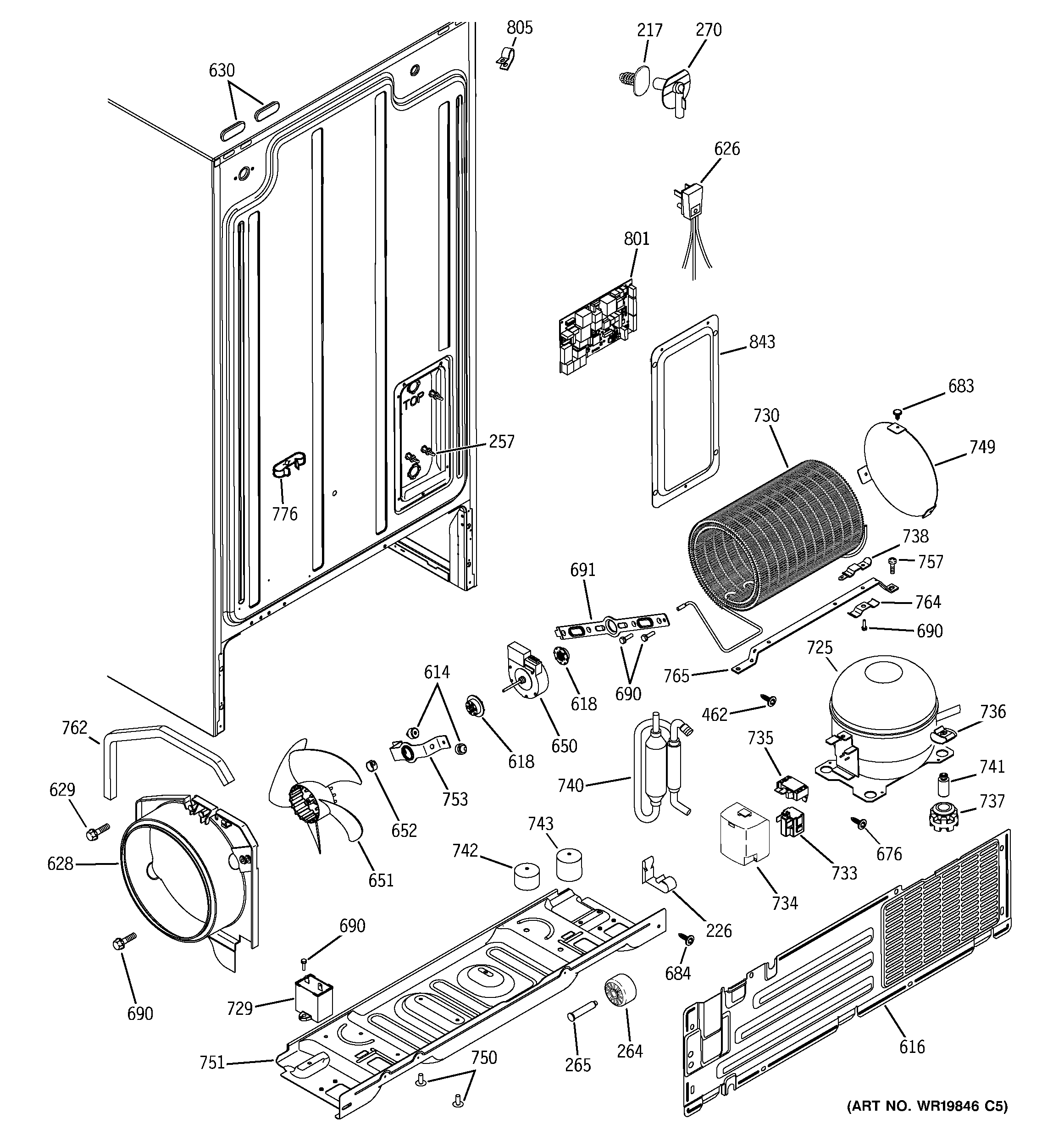 GE GSE20IBTHFBB sealed system & mother board diagram
