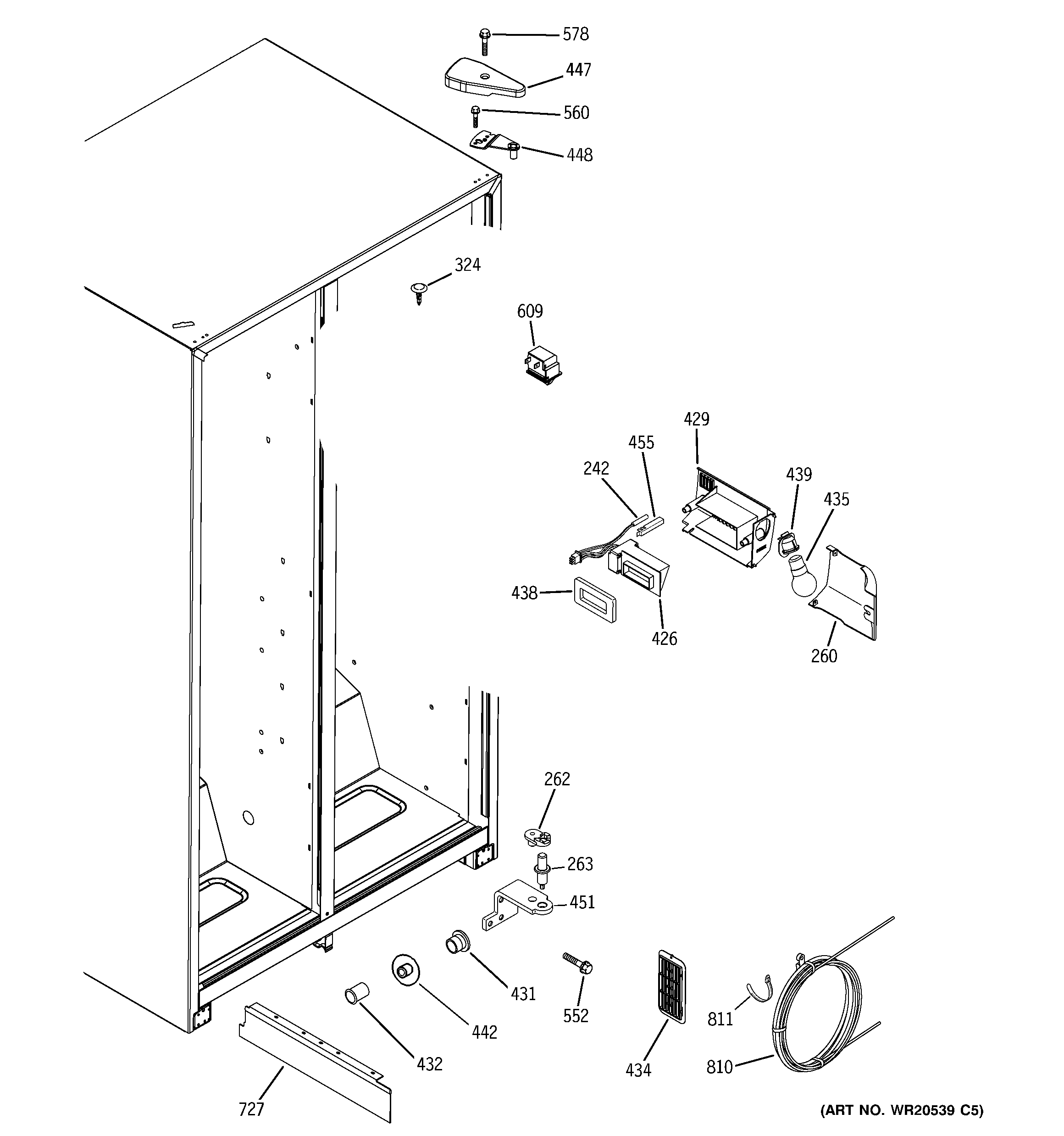 GE GSE20JEWJFBB fresh food section diagram