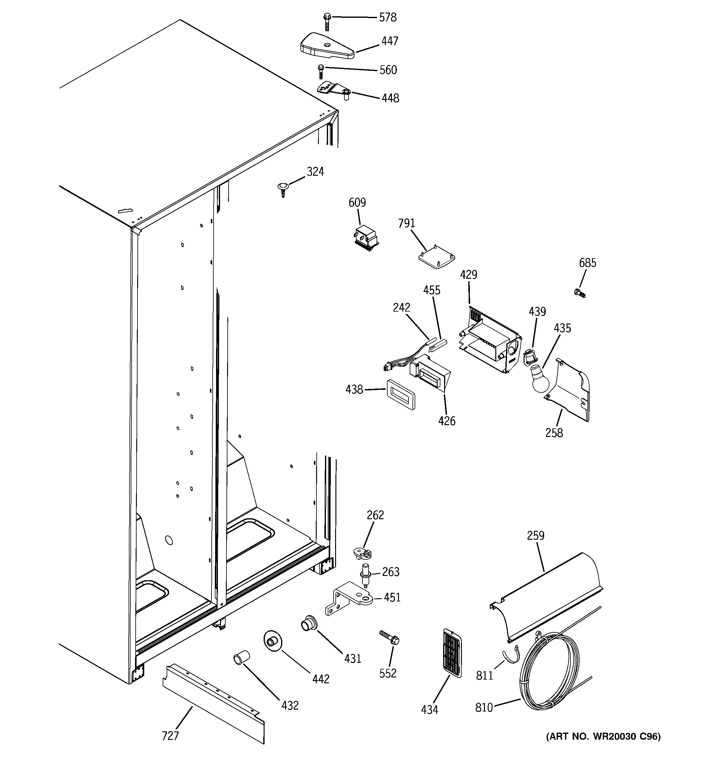GE GSE22KEWGFSS fresh food section diagram