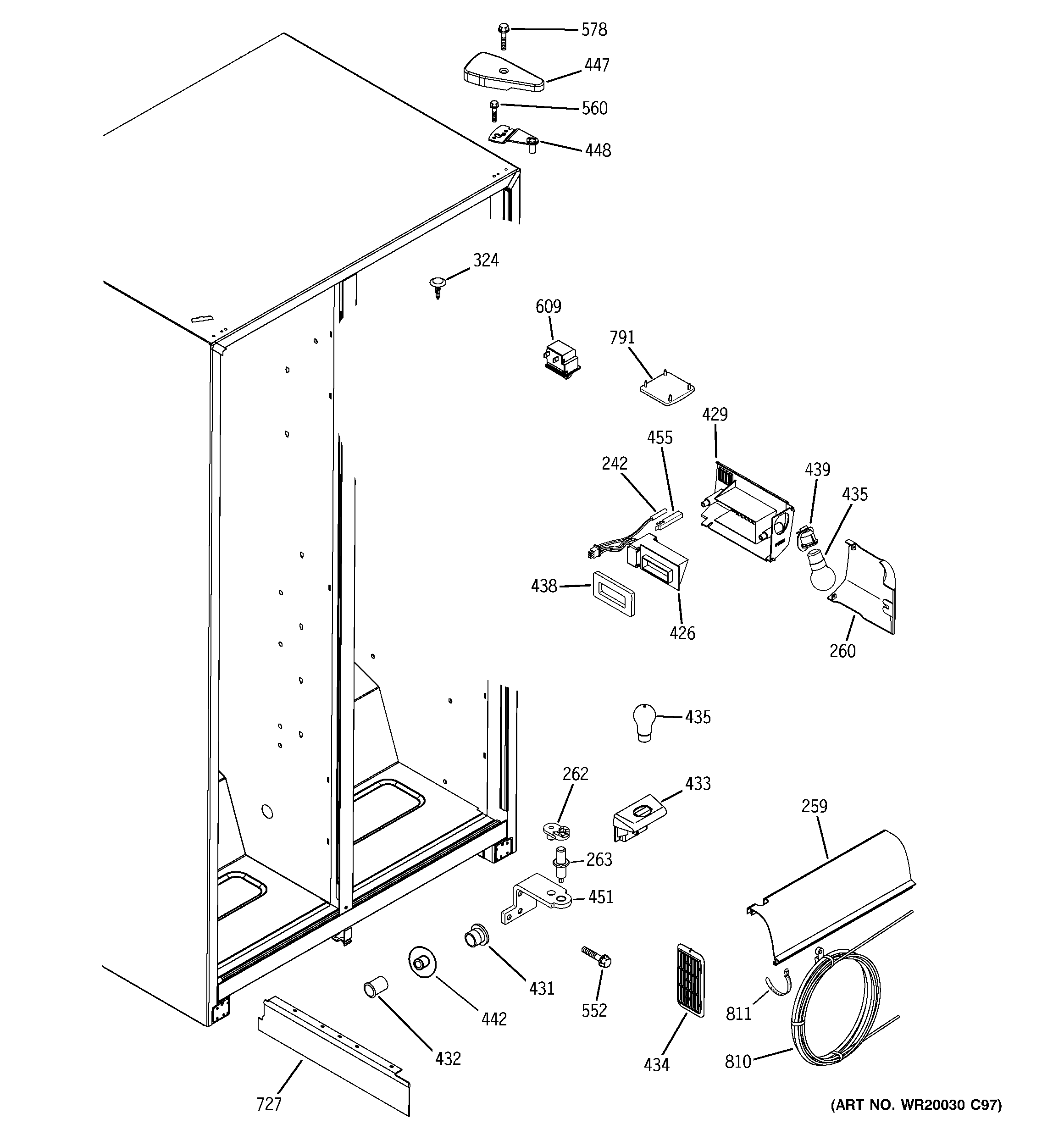 GE GSE25KETHFWW fresh food section diagram