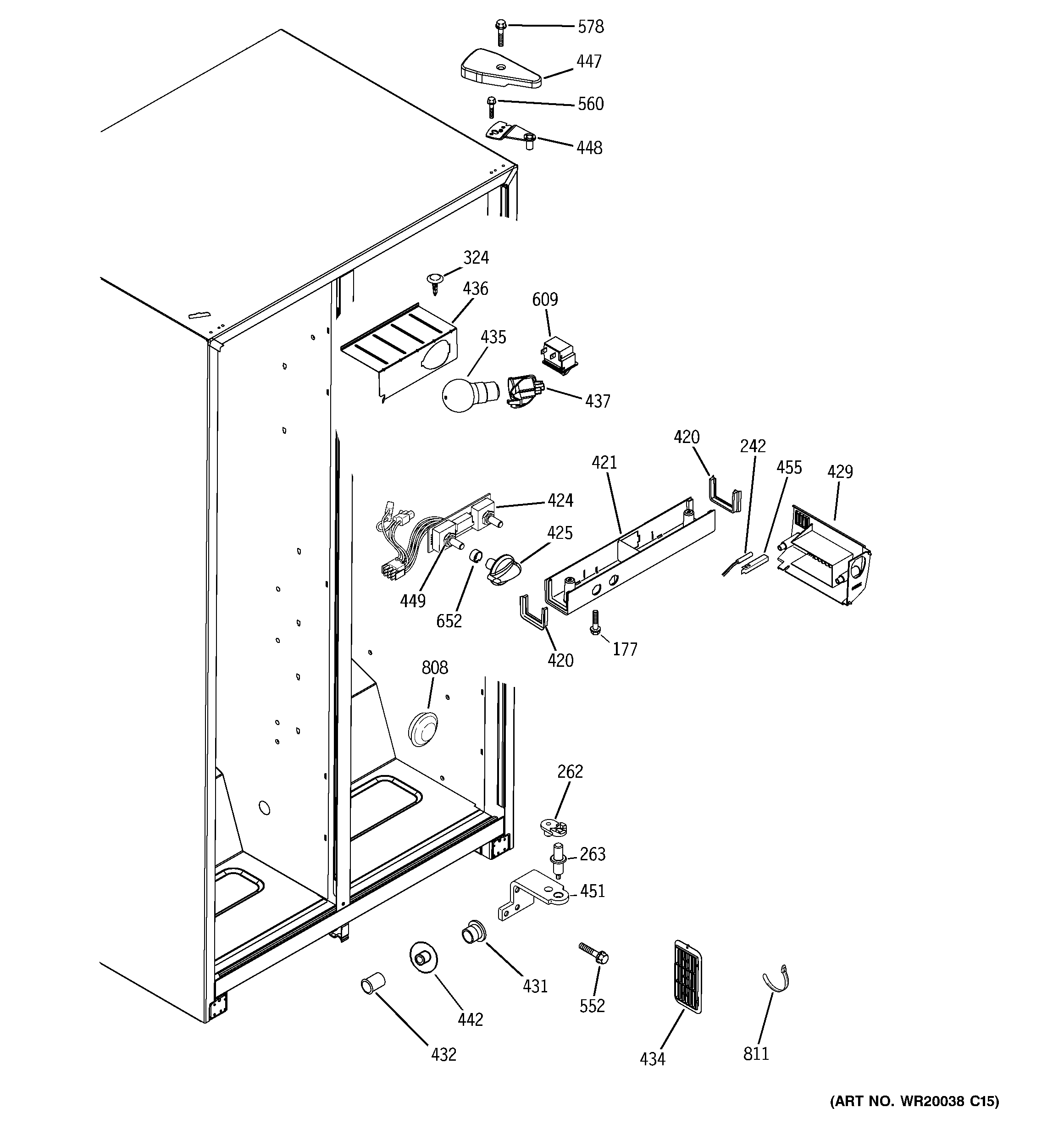 GE GSS20DBTJCC fresh food section diagram