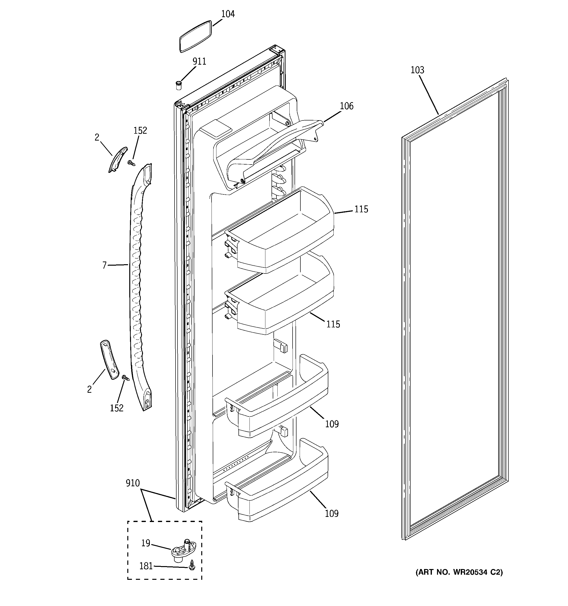 GE GSS20IBTJWW fresh food door diagram