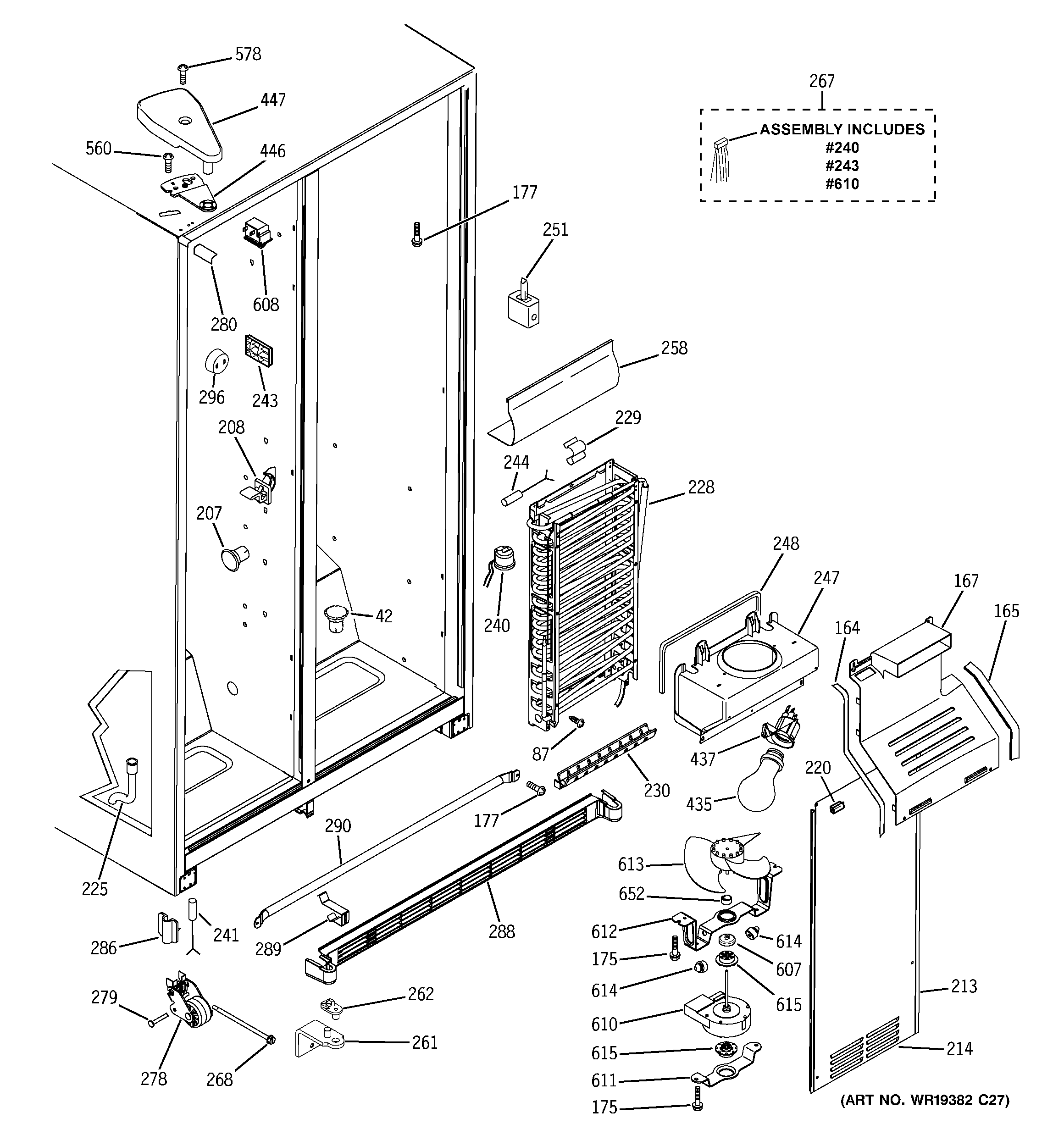 GE GSS20IBTJWW freezer section diagram