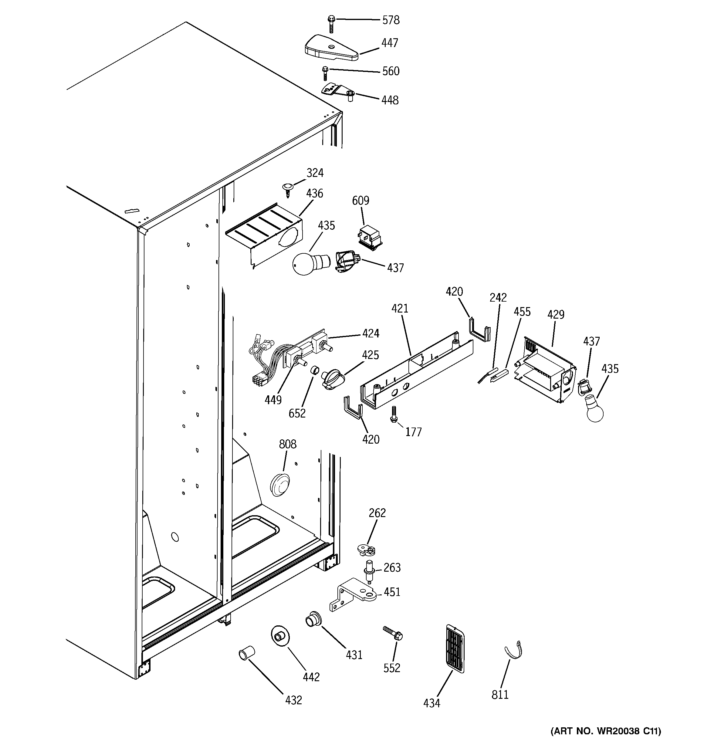 GE GSS20IBTJWW fresh food section diagram